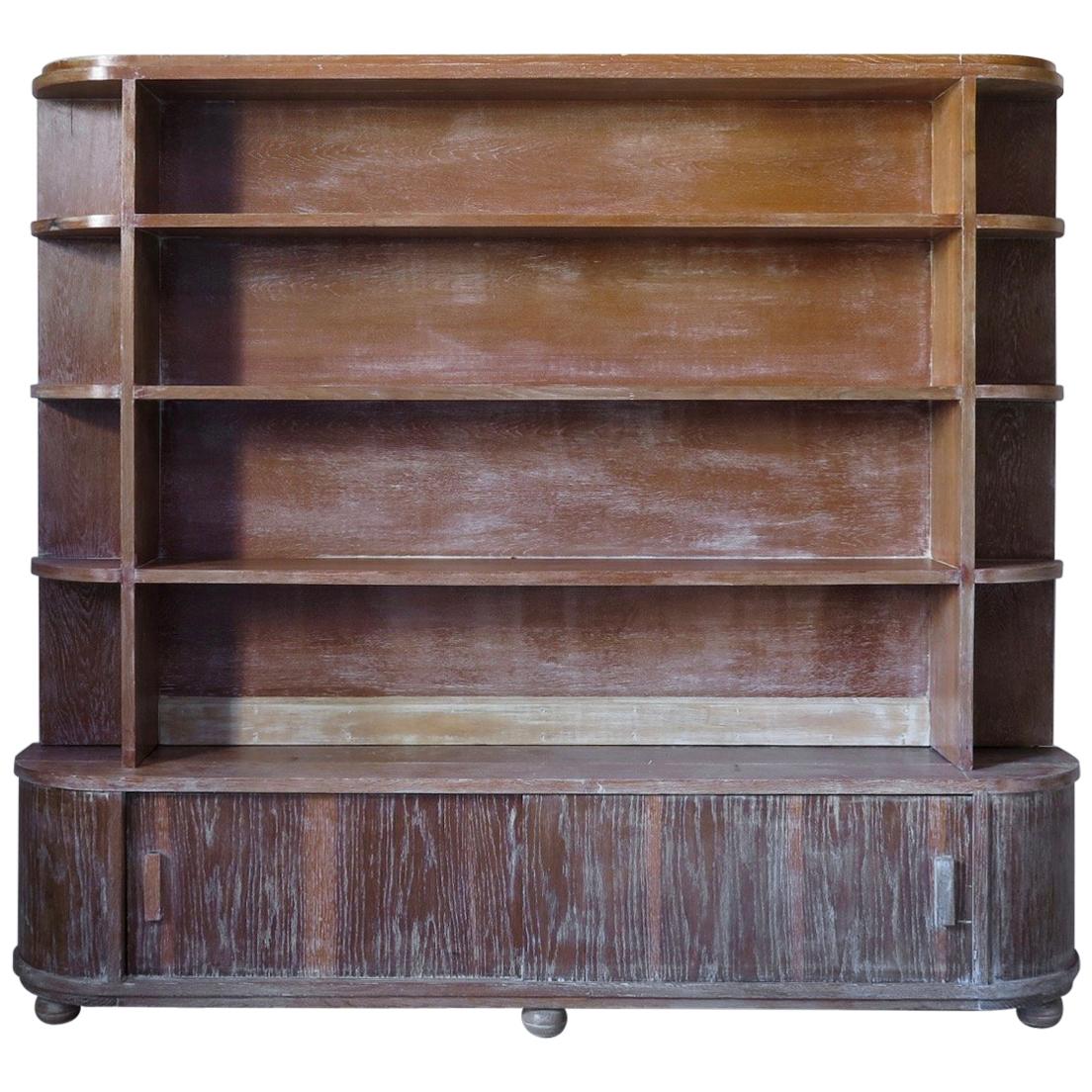 Cerused Oak Bookcase, France, circa 1950s For Sale