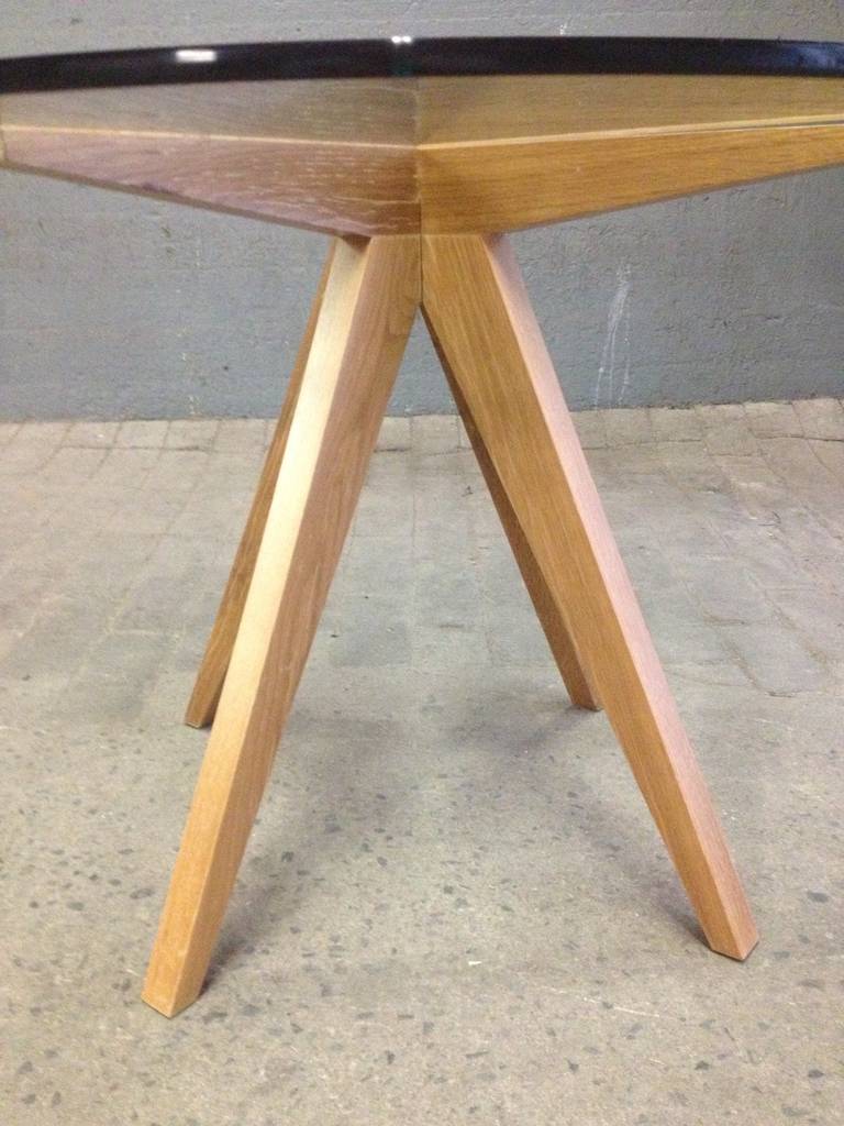 Beveled Cerused Oak Center Table For Sale