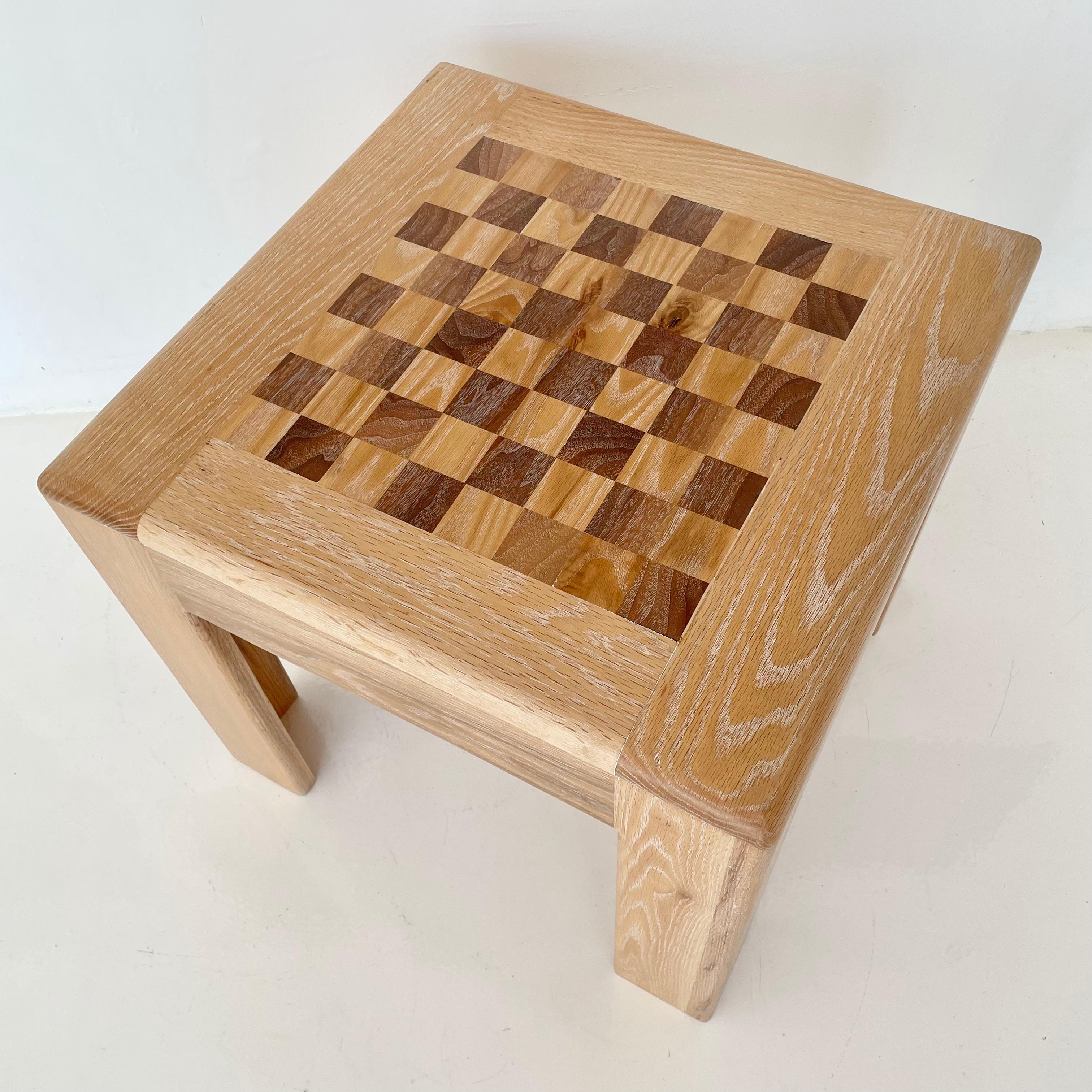 Late 20th Century Cerused Oak Chess Table