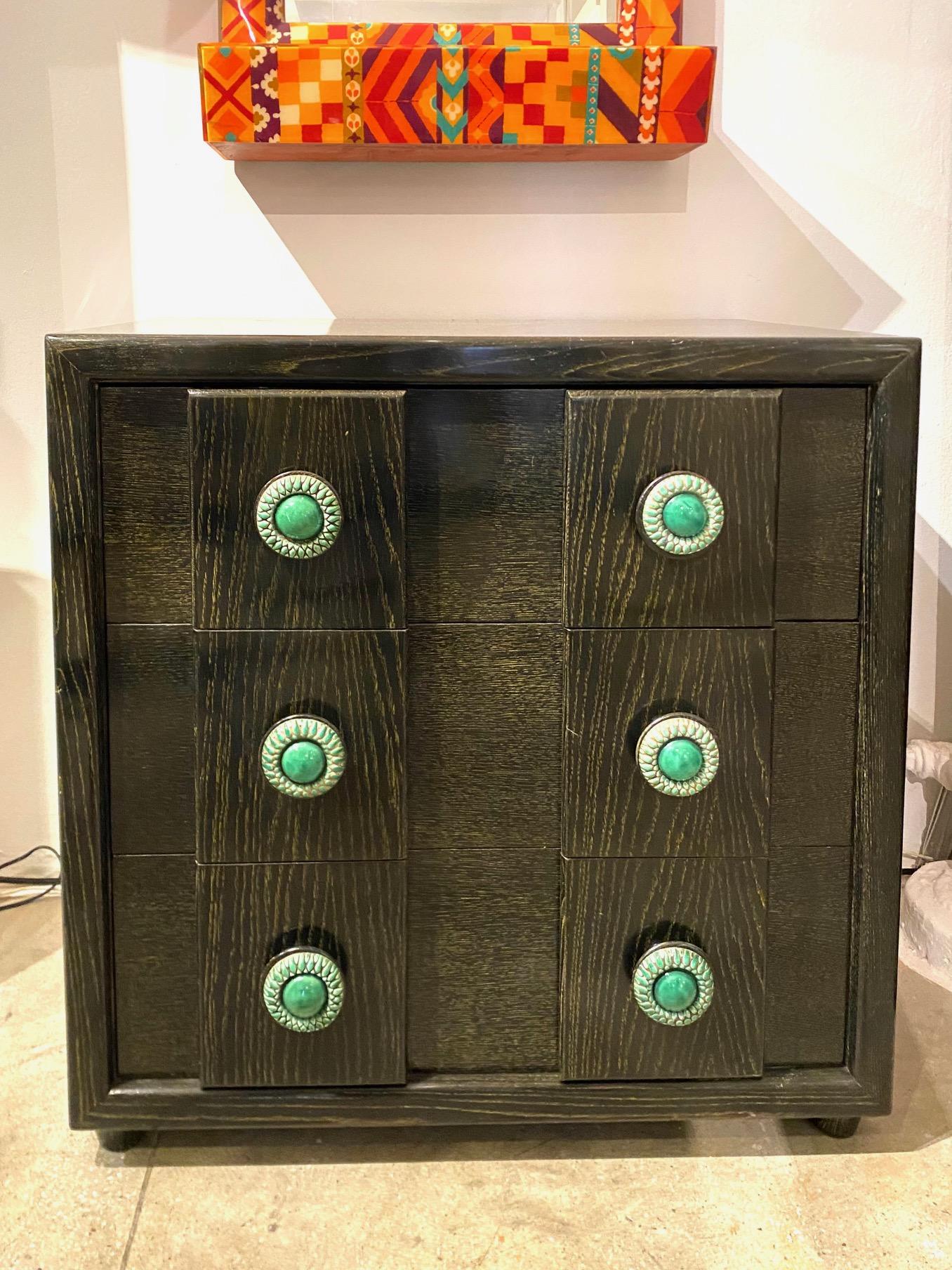 Cerused Oak Chest with Green Ceramic Pulls by S. Karpen & Bros 2
