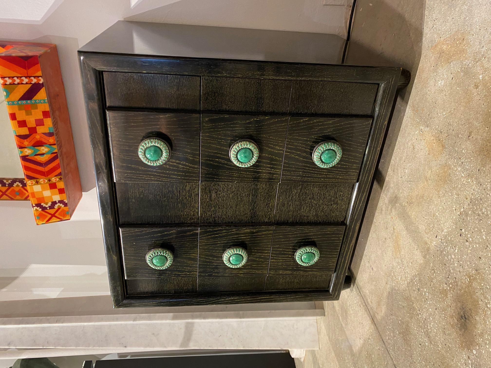 Cerused Oak Chest with Green Ceramic Pulls by S. Karpen & Bros 3