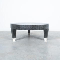 Mesa de centro de roble cerusado Plata negra, Italia, 1980