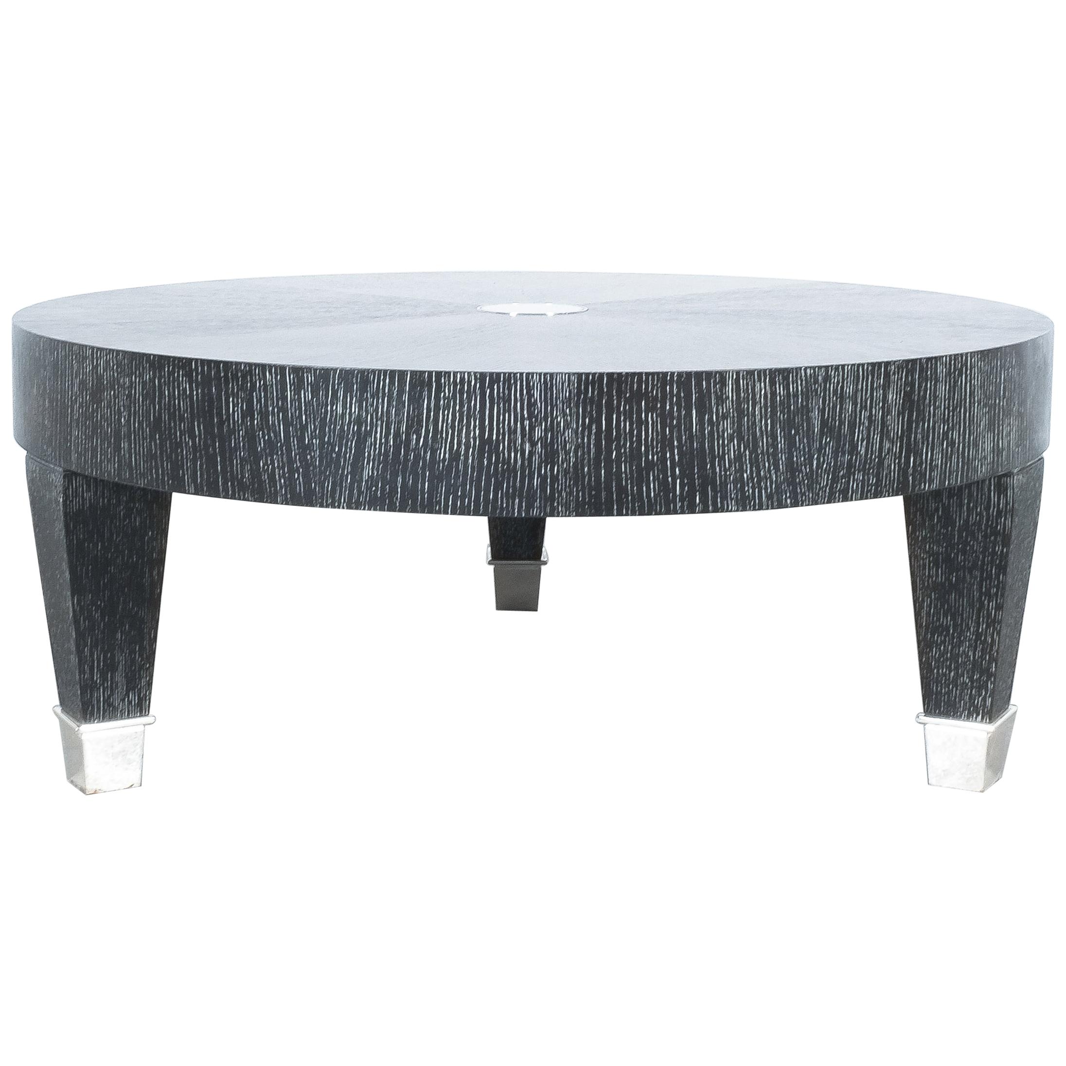 Cerused Oak Coffee Table Black Silver, Italy, 1980 For Sale 2