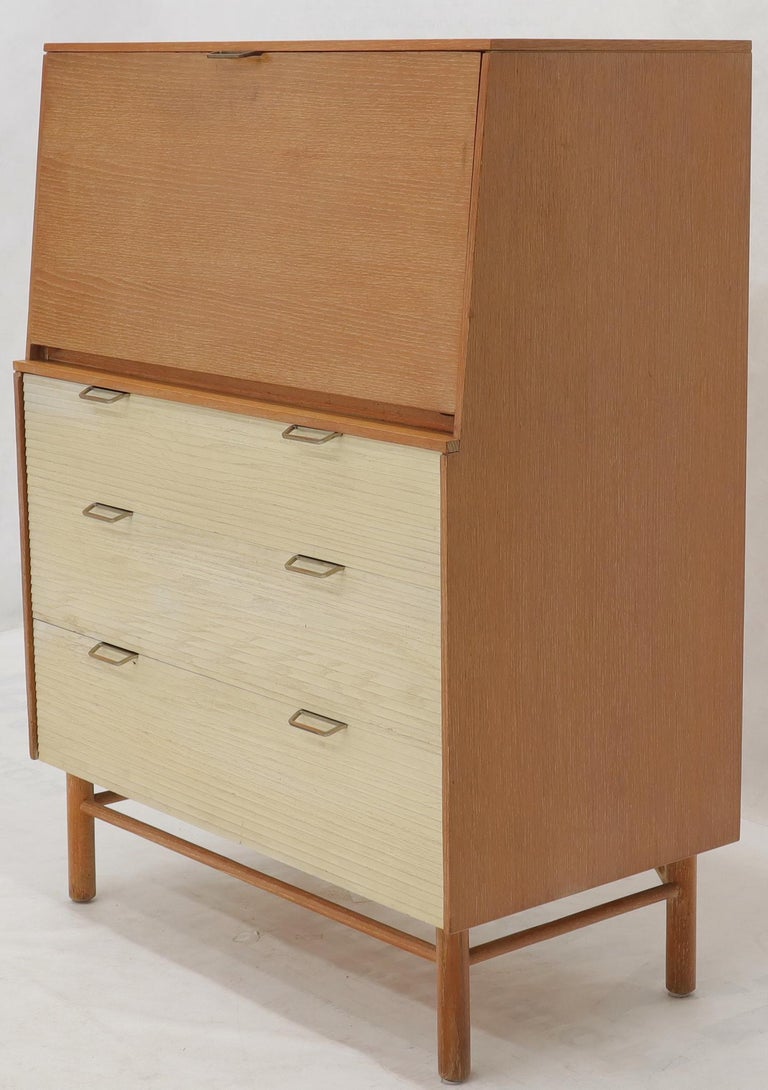 Cerused Oak Drop Front Secretary On Dowel Legs By Mengel For Sale
