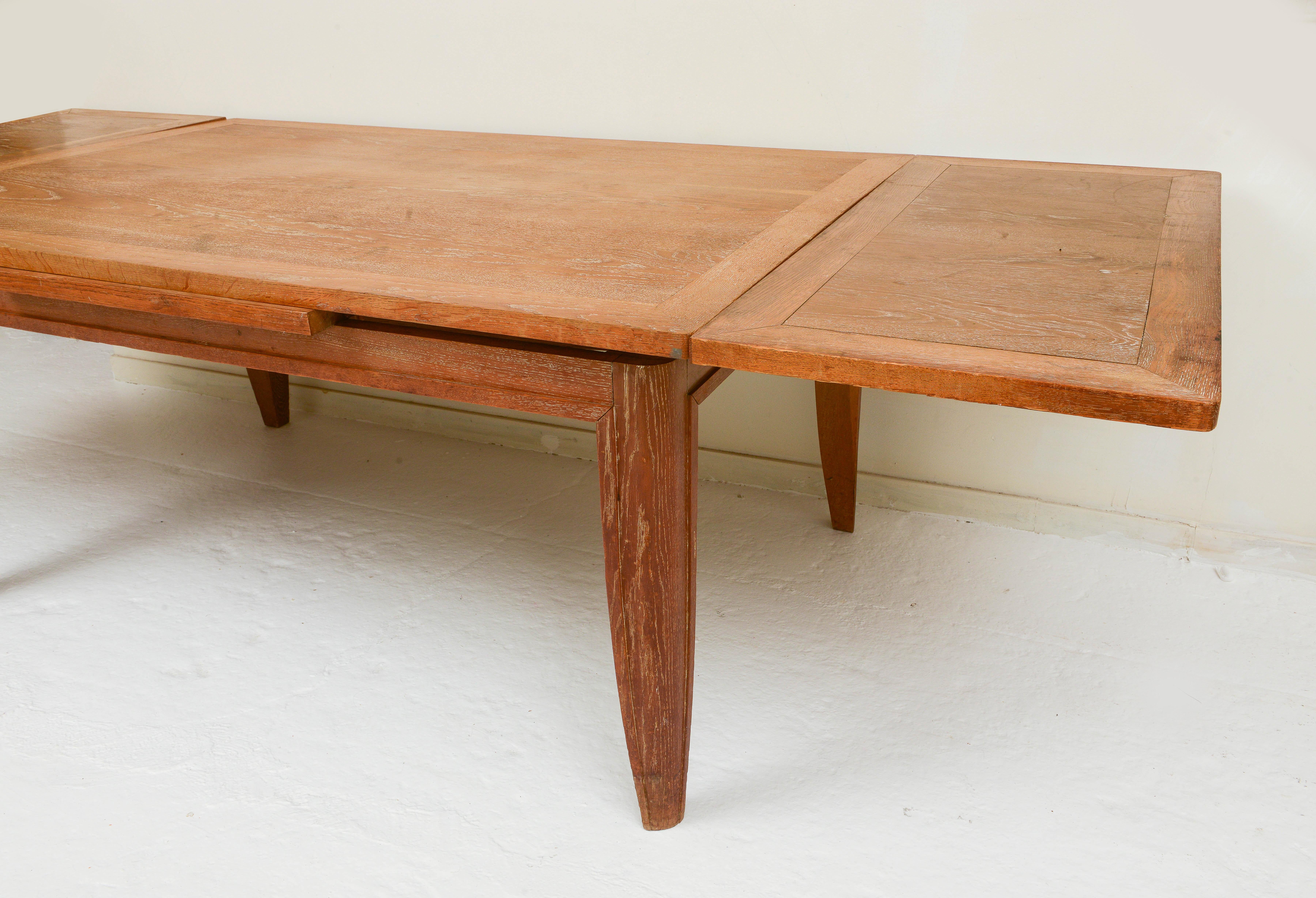 Art Deco Cerused Oak French Dining Table, 1930's France In Good Condition For Sale In New York, NY