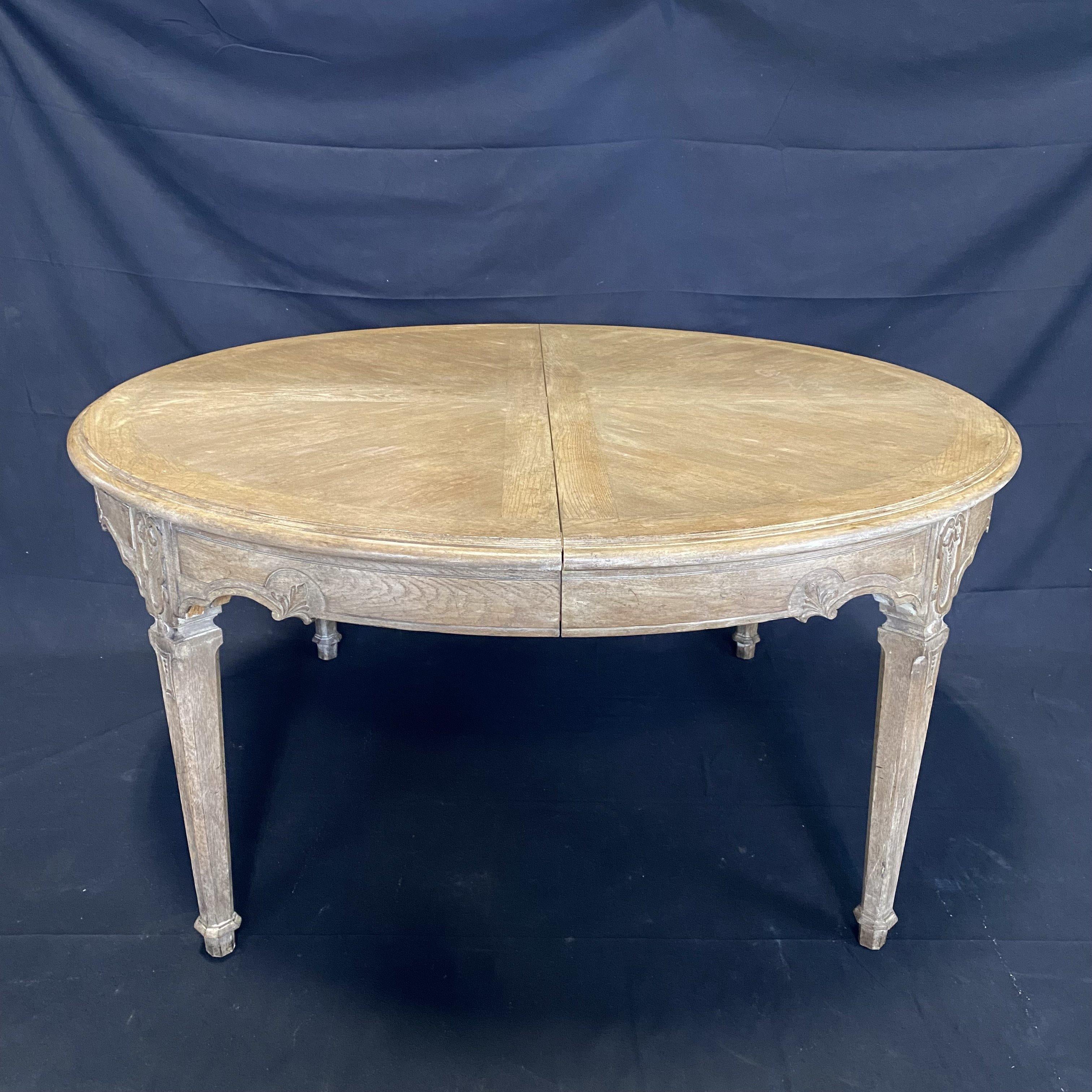 Wood Cerused Oak French Provincial Style Large Dining Table by Erik Bolin
