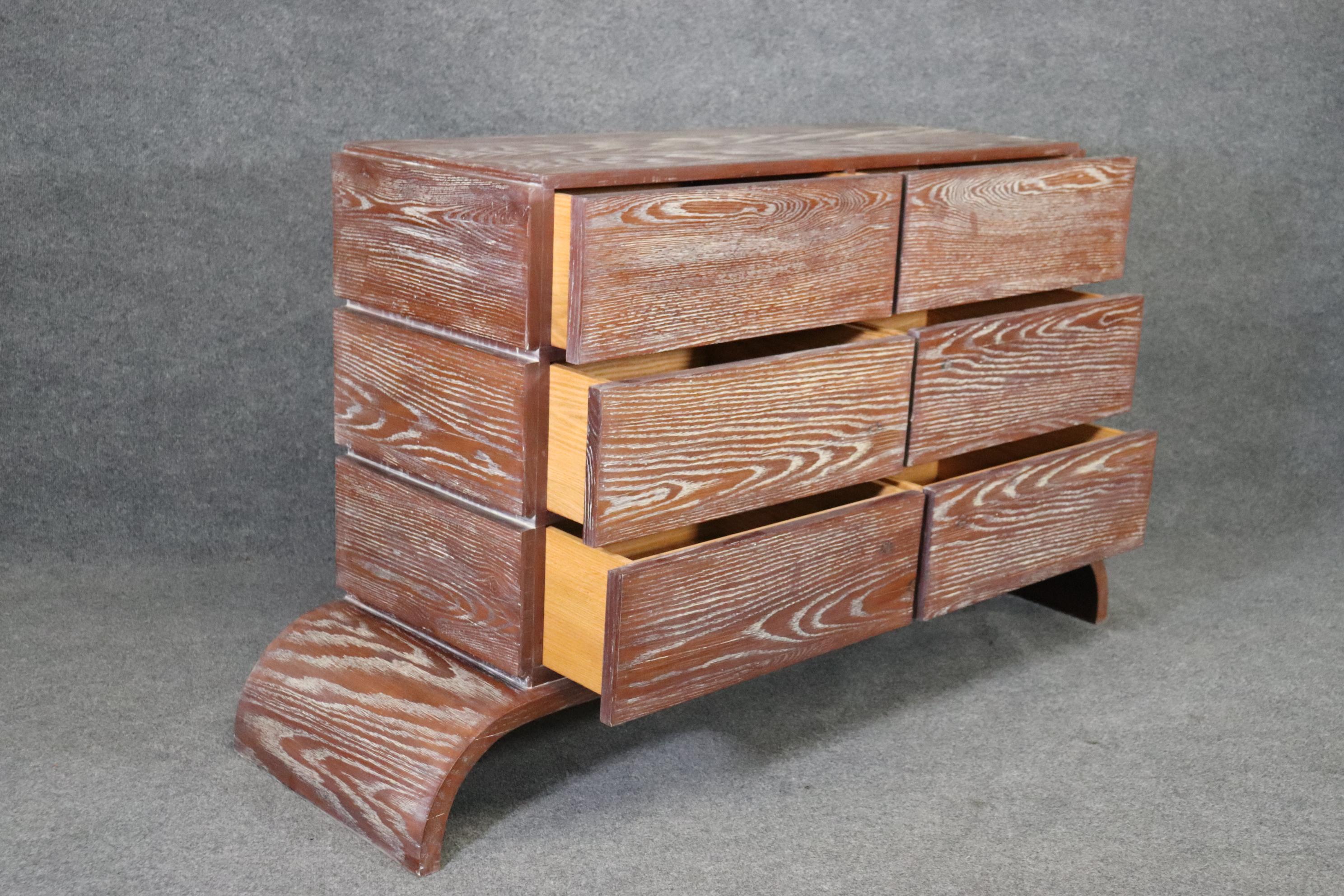 Mid-Century Modern Cerused Oak Gio Ponti Style Bentwood Base Commode Dresser 