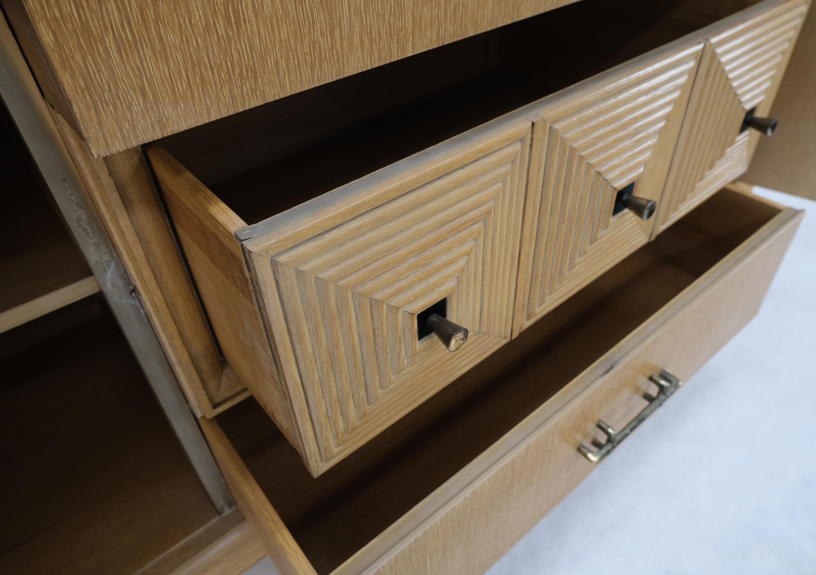 Cerused Oak Mid Century Credenza Sideboard Dresser Cabinet Buffet For Sale 4