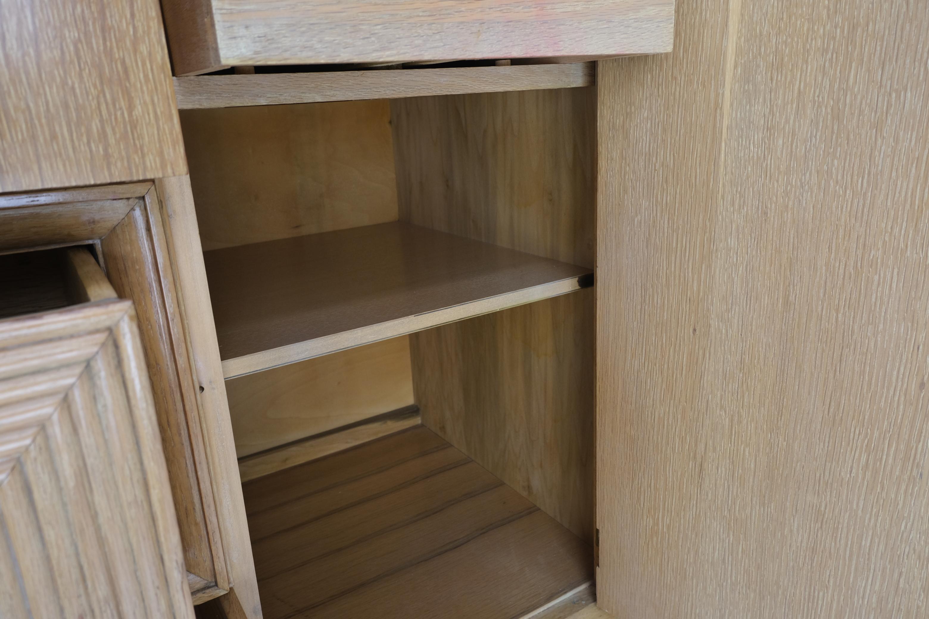Cerused Oak Mid Century Credenza Sideboard Dresser Cabinet Buffet For Sale 5