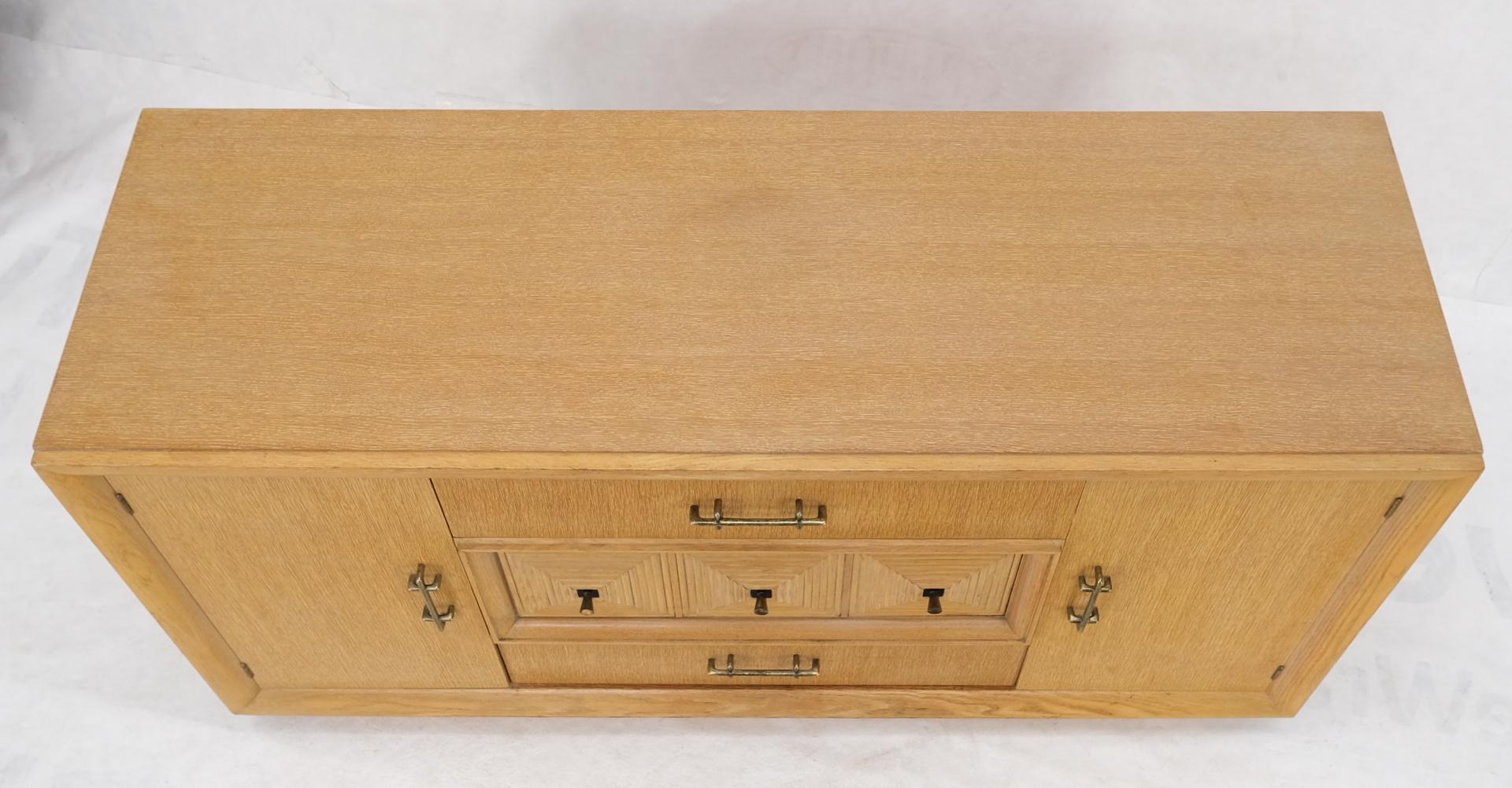 Cerused oak mid century credenza sideboard dresser cabinet buffet.