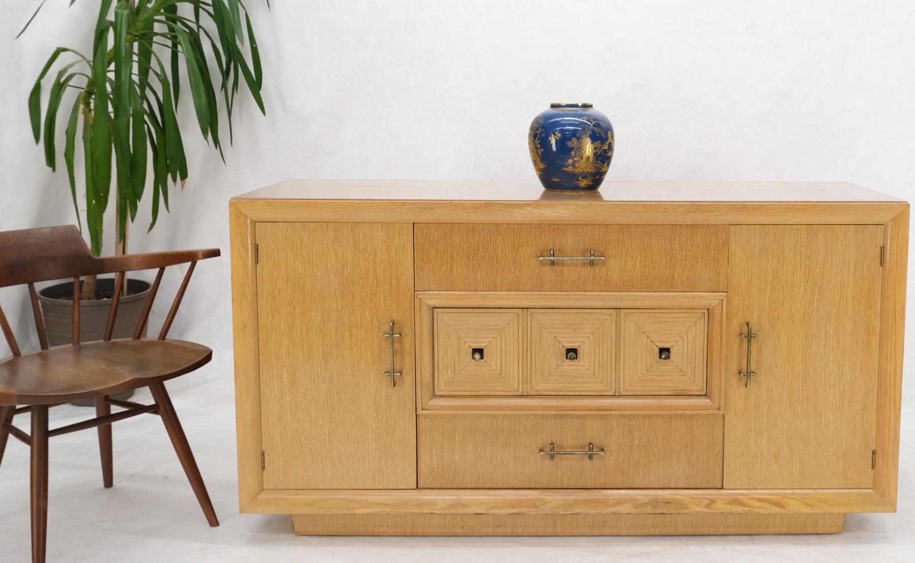 Lacquered Cerused Oak Mid Century Credenza Sideboard Dresser Cabinet Buffet For Sale