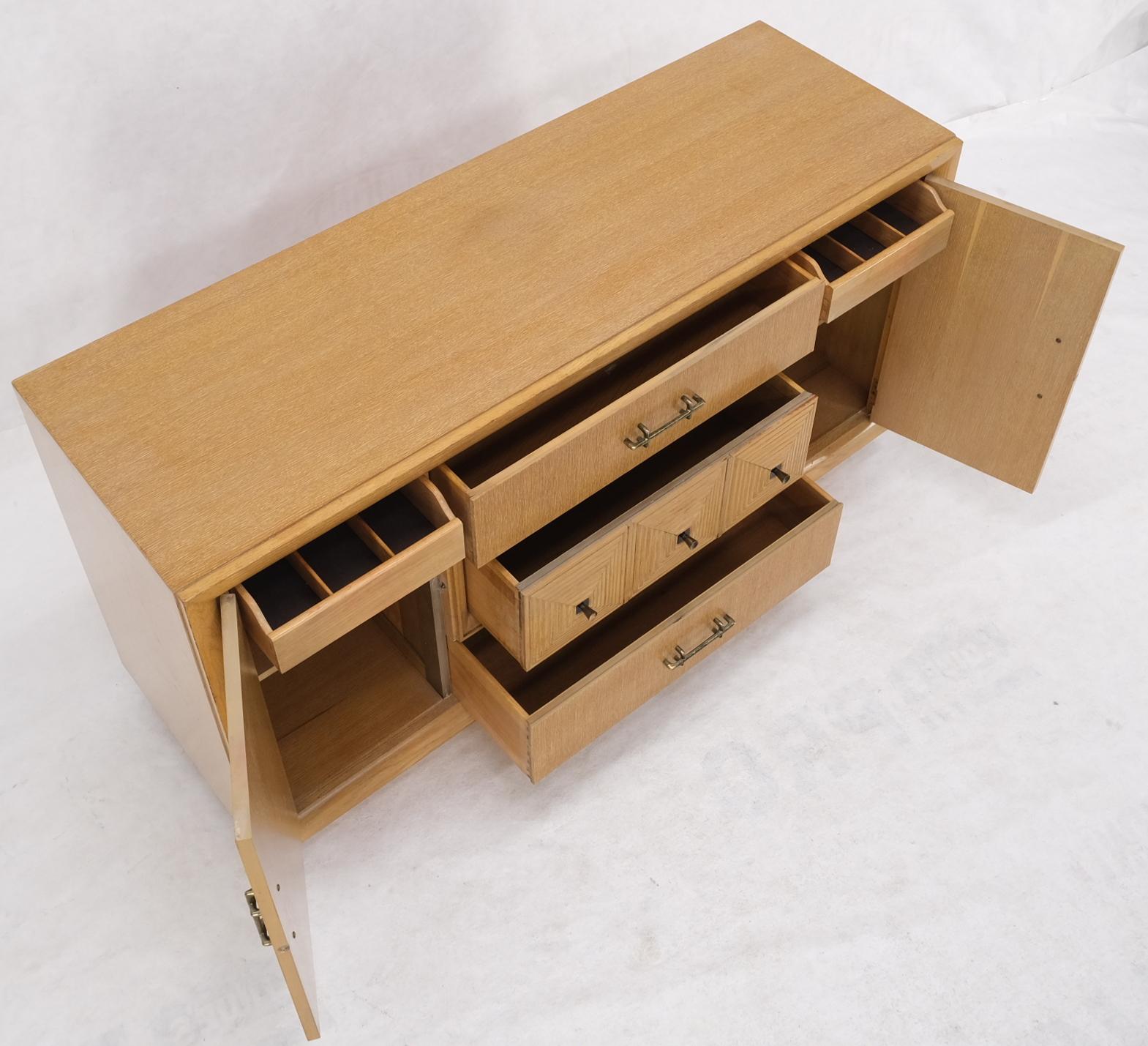 Cerused Oak Mid Century Credenza Sideboard Dresser Cabinet Buffet For Sale 1