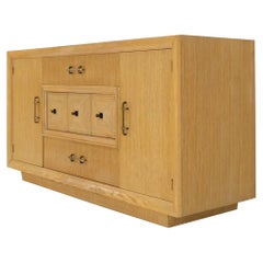 Crédence en chêne cérusé mi-siècle, buffet ou commode de style buffet
