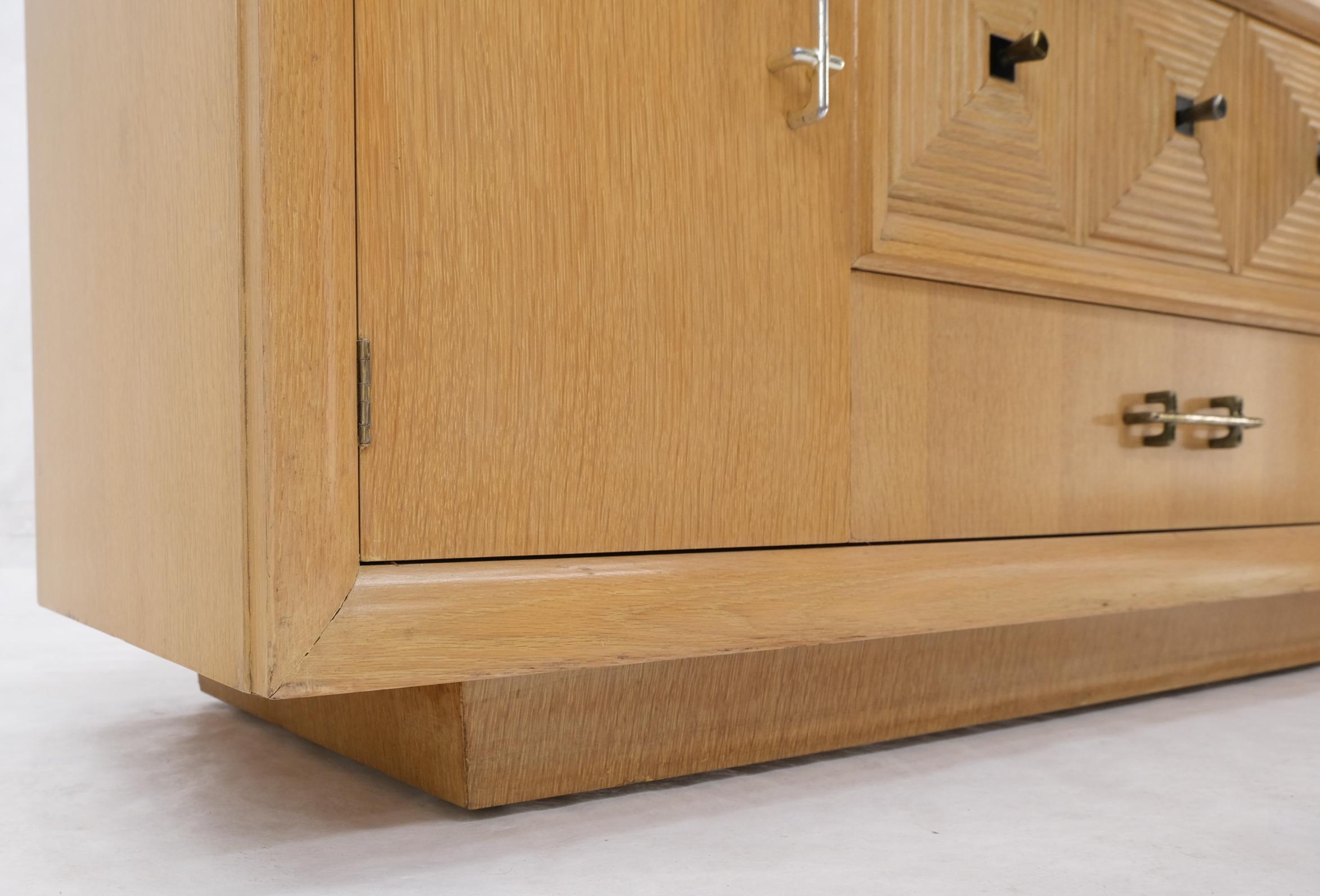 Cerused Oak Modern Credenza Dresser Cabinet 3 Drawer 2 Doors Compartments Mint For Sale 10