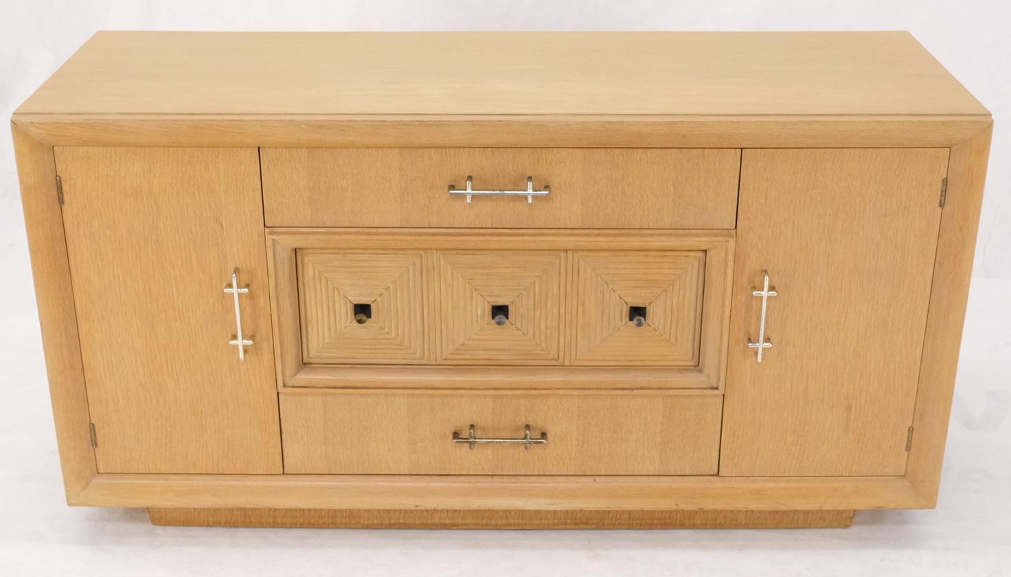Cerused oak modern credenza dresser cabinet 3 drawer 2 doors compartments mint.