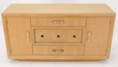 Cerused Oak Modern Credenza Dresser Cabinet 3 Drawer 2 Doors Compartments Mint