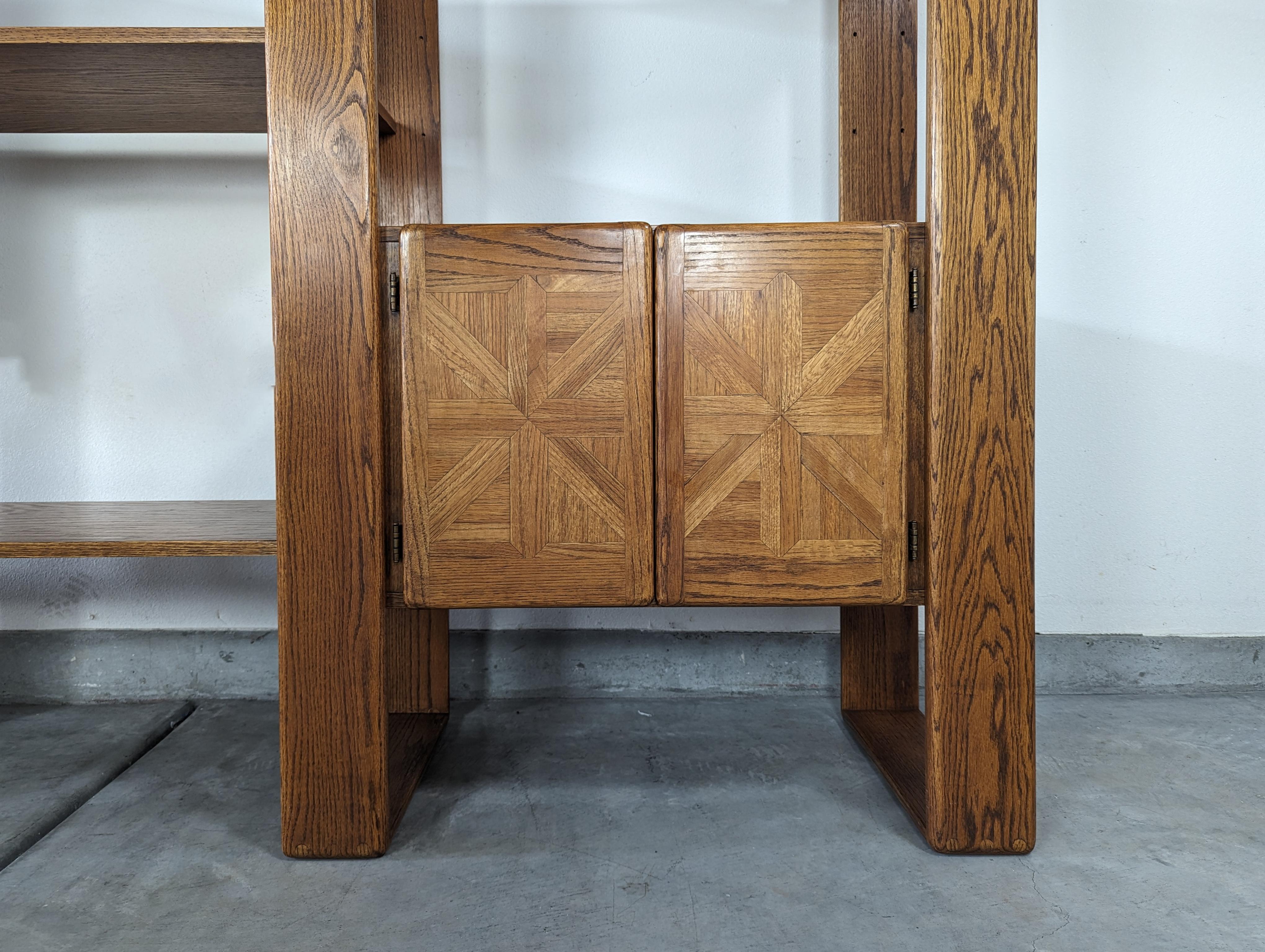 Mid-Century Modern Cerused Oak Modular Wall Unit Shelving or Room Divider by Lou Hodges, c1970s For Sale