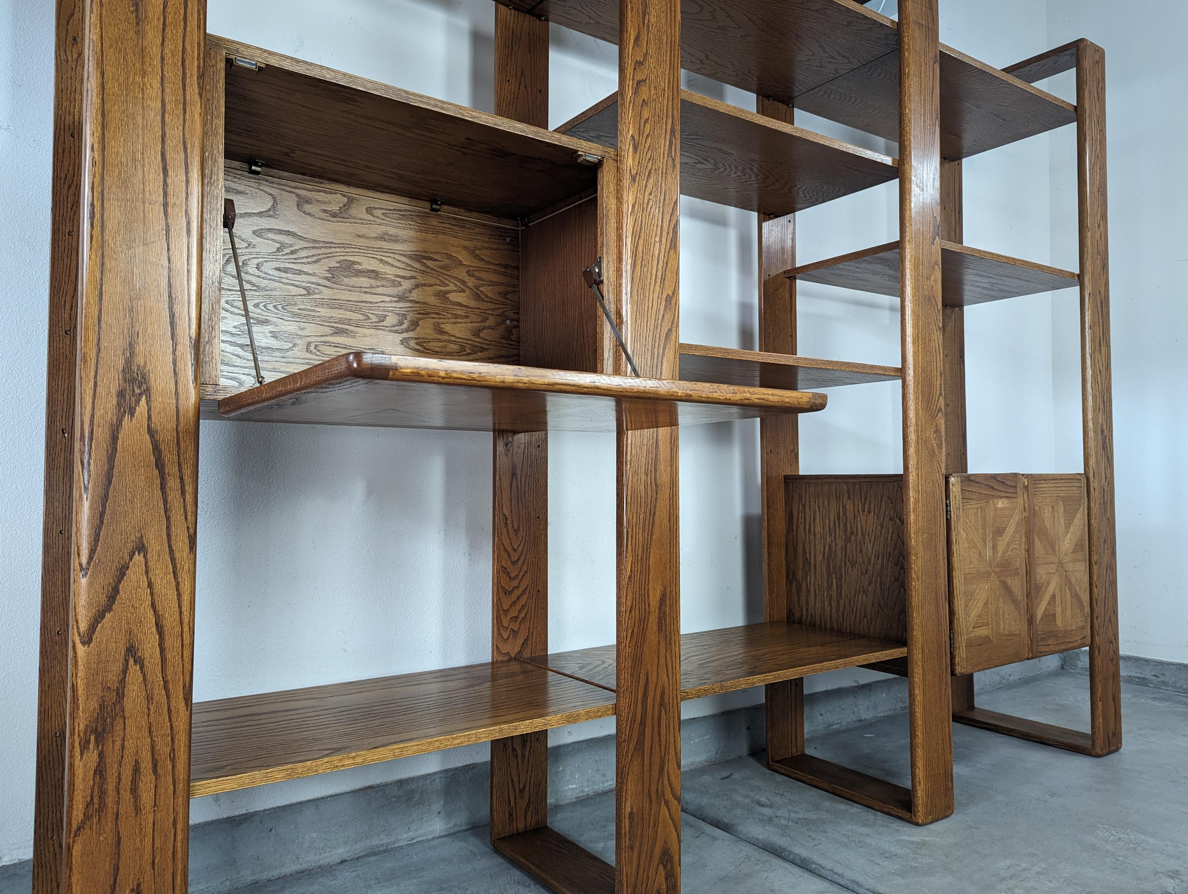 Late 20th Century Cerused Oak Modular Wall Unit Shelving or Room Divider by Lou Hodges, c1970s For Sale