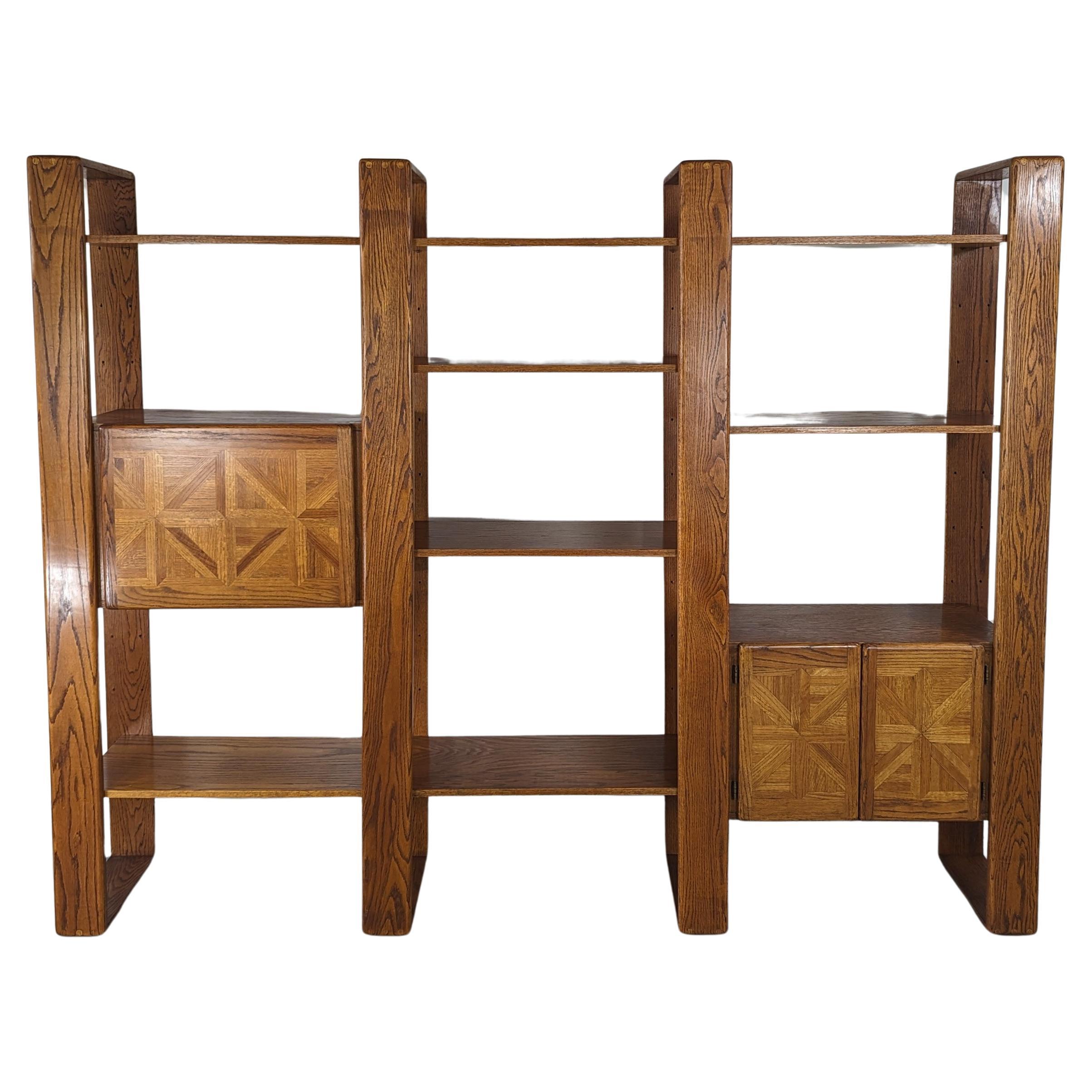 Cerused Oak Modular Wall Unit Shelving or Room Divider by Lou Hodges, c1970s For Sale