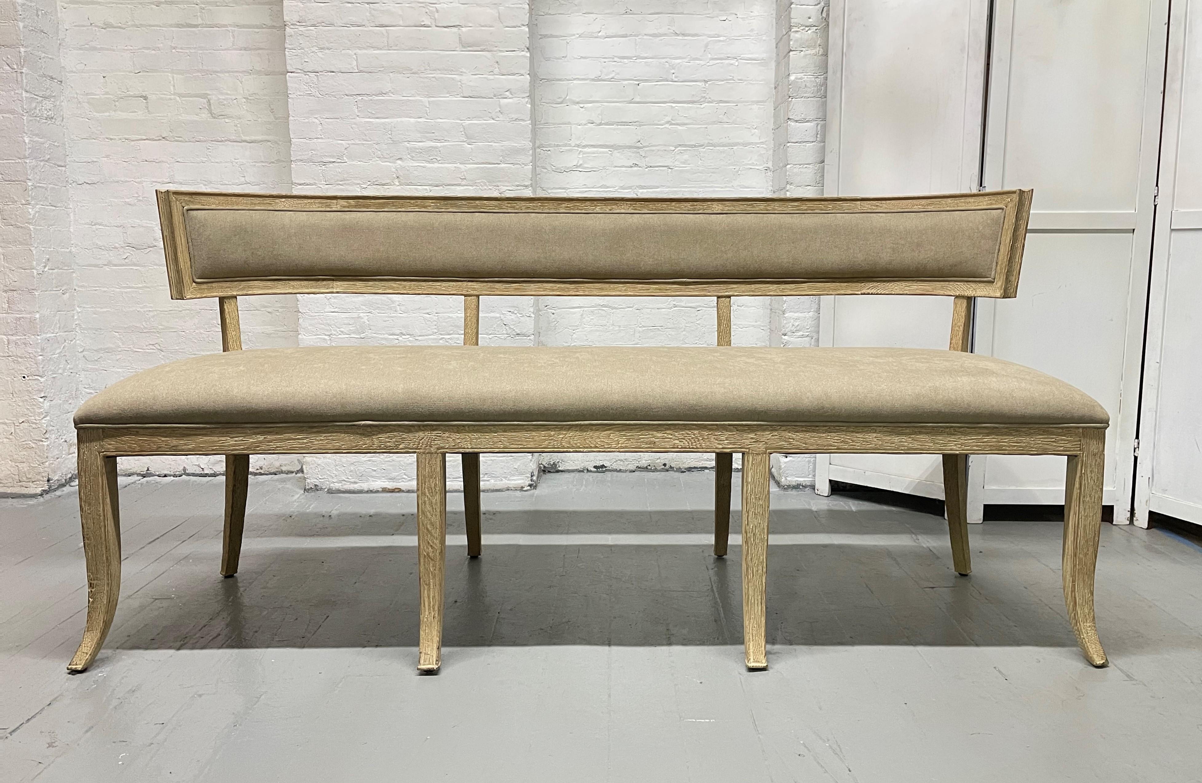 Cerused Oak Neoclassical Style Benches Pair In Good Condition For Sale In New York, NY