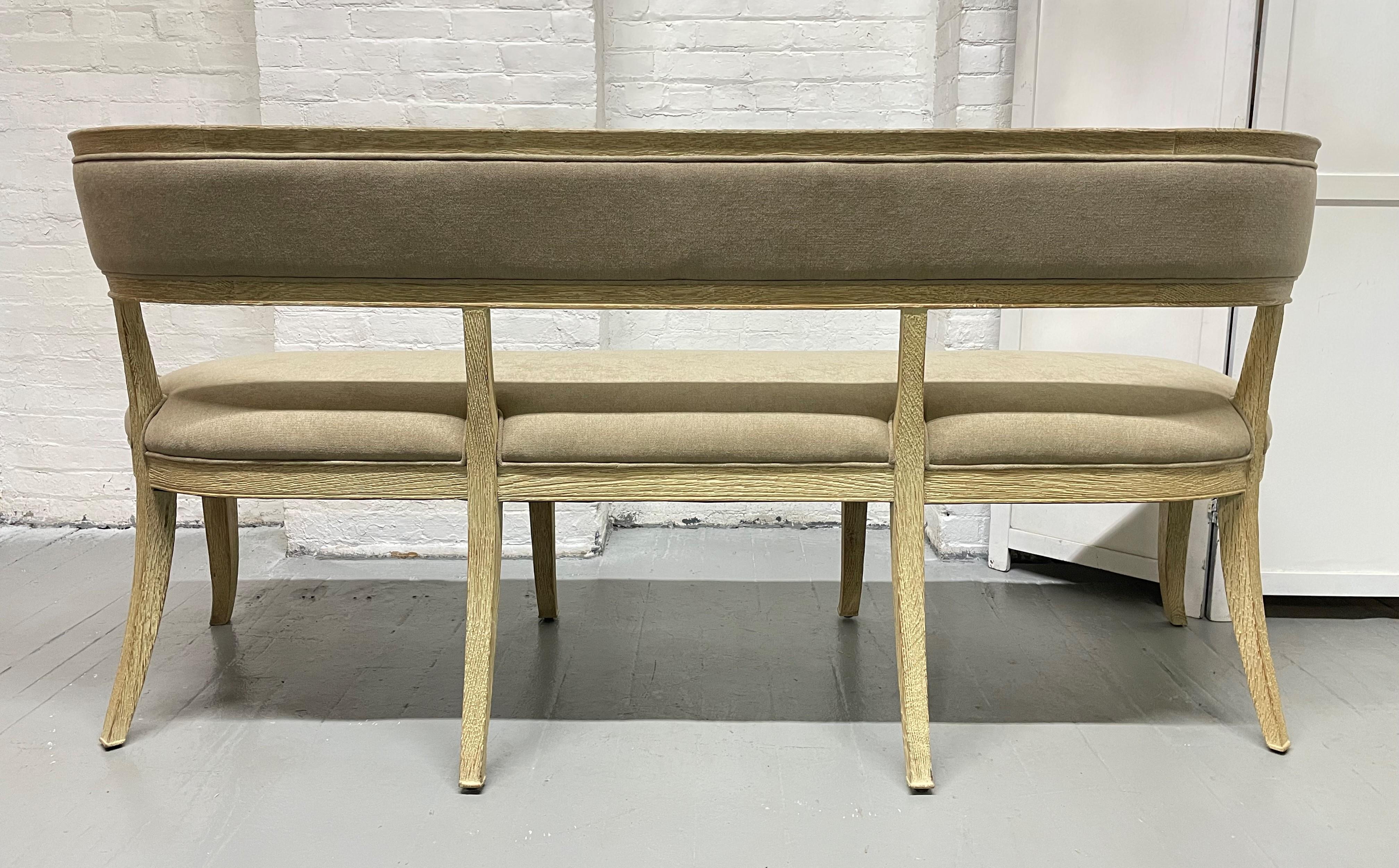 Late 20th Century Cerused Oak Neoclassical Style Benches Pair For Sale