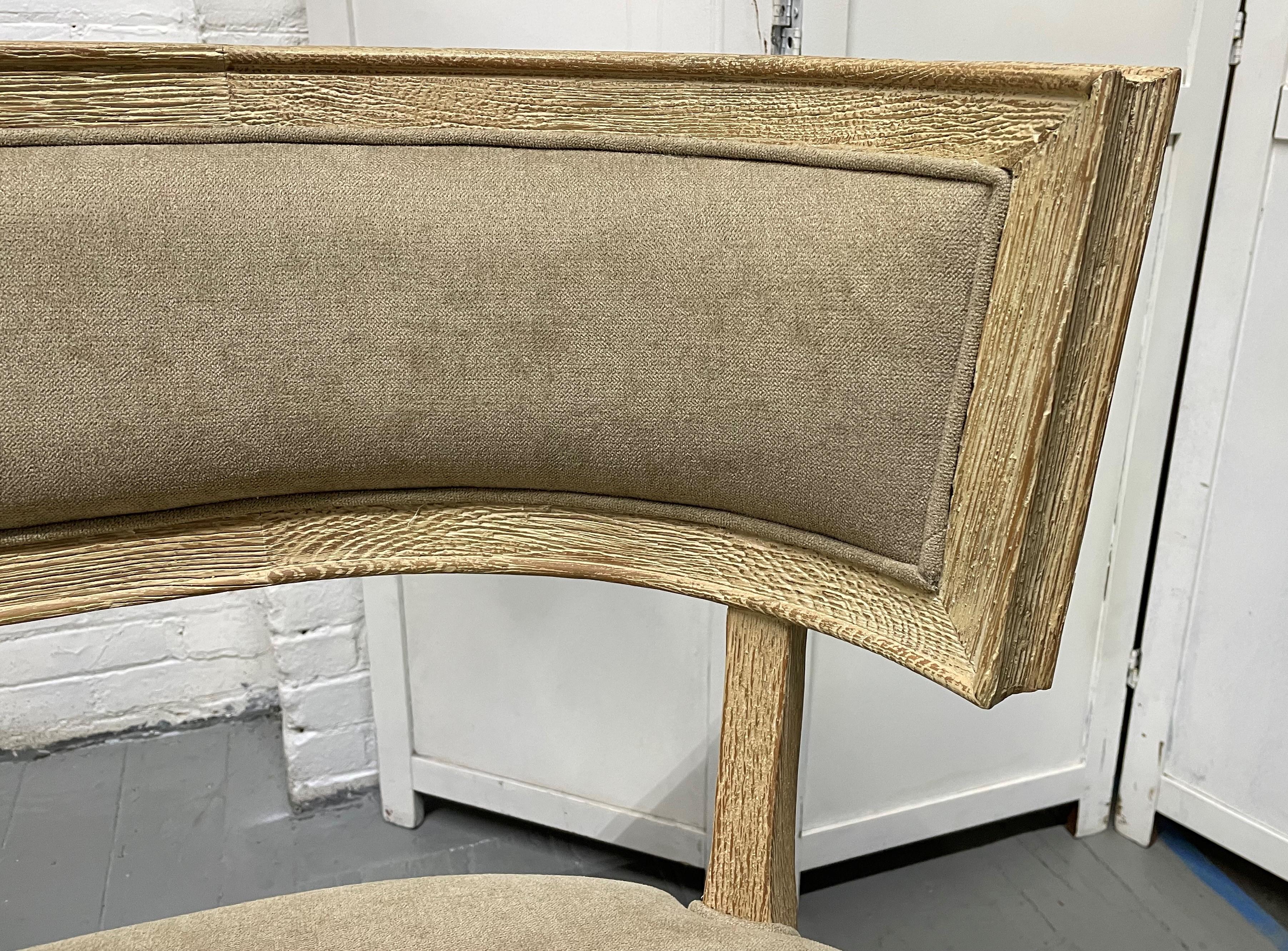 Fabric Cerused Oak Neoclassical Style Benches Pair For Sale