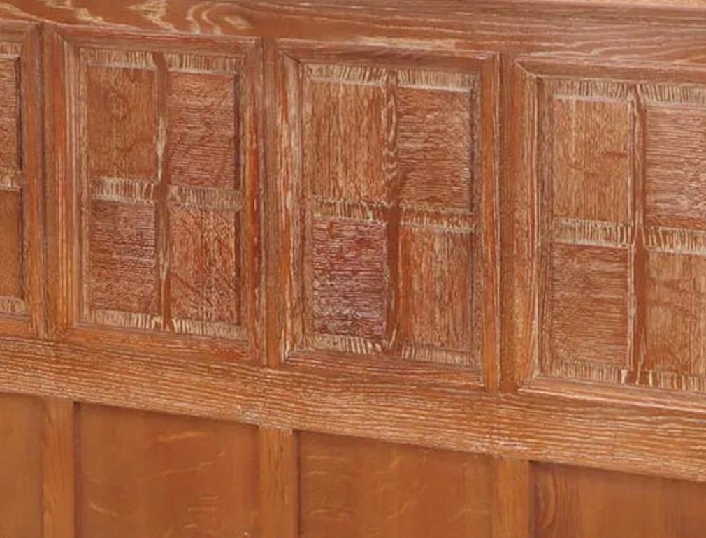 Mid-20th Century Cerused Oak Paneled Full Size Bed, France, 1940'S For Sale