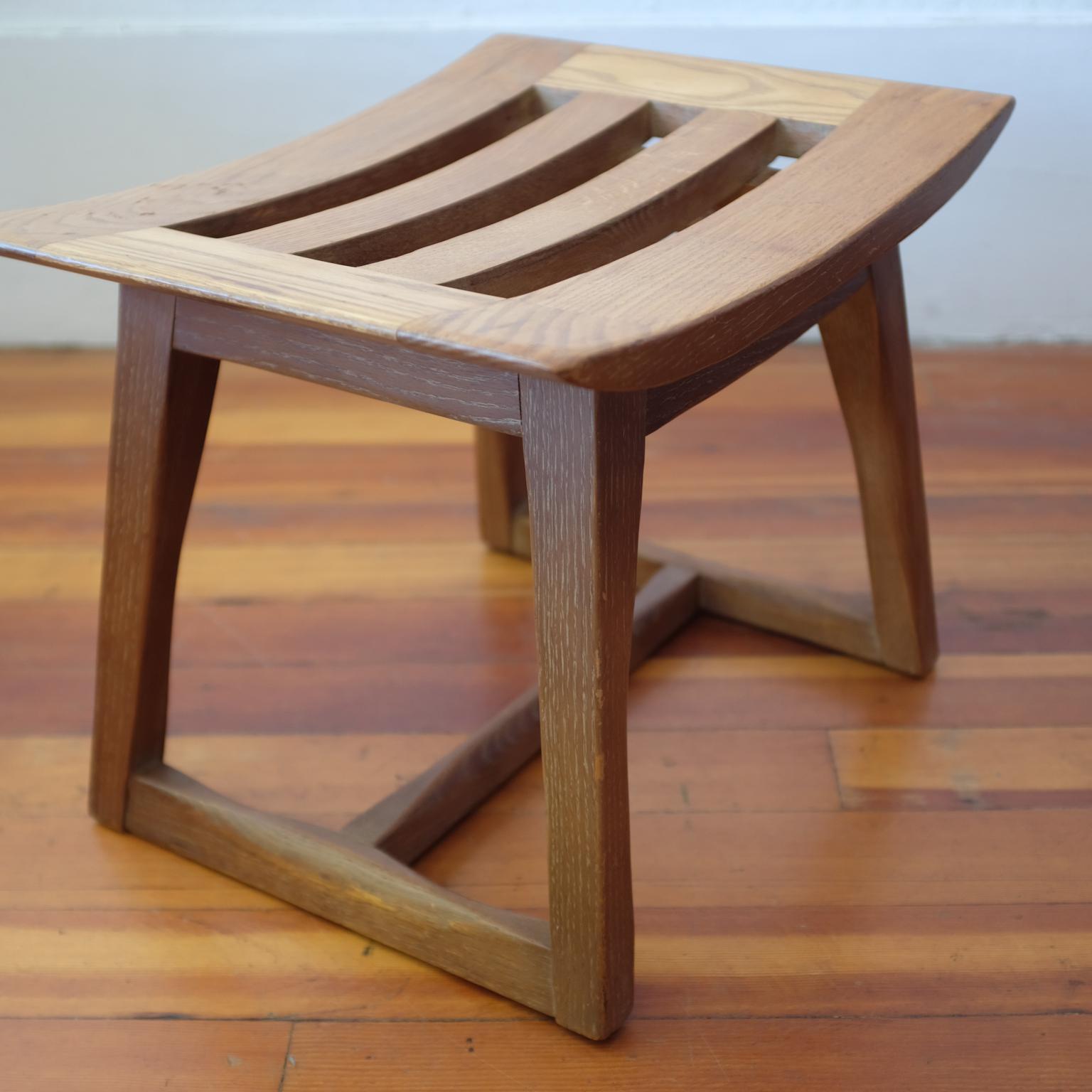 Mid-Century Modern Cerused Oak Stool, 1940s For Sale