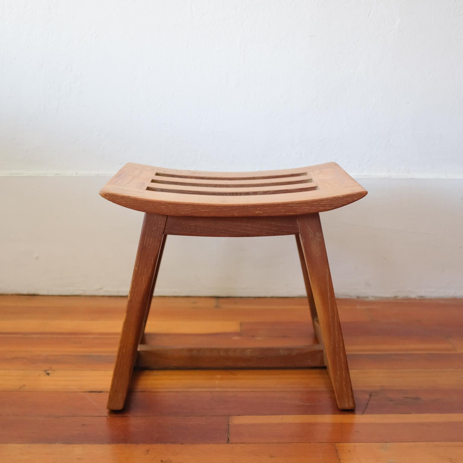 Cerused Oak Stool, 1940s In Good Condition For Sale In San Diego, CA