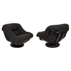 Retro Cerused Oak Swivel Lounge Chairs