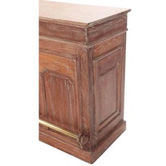 Cerused Oak Three Panel Bar with Brass Foot Rail