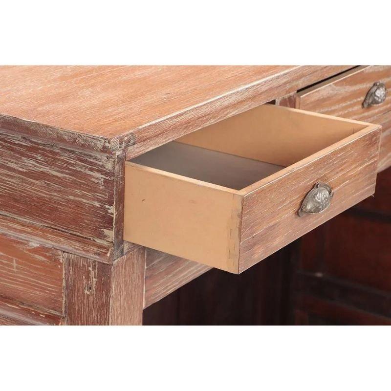 Cerused Oak Three Panel Bar with Brass Foot Rail For Sale 1