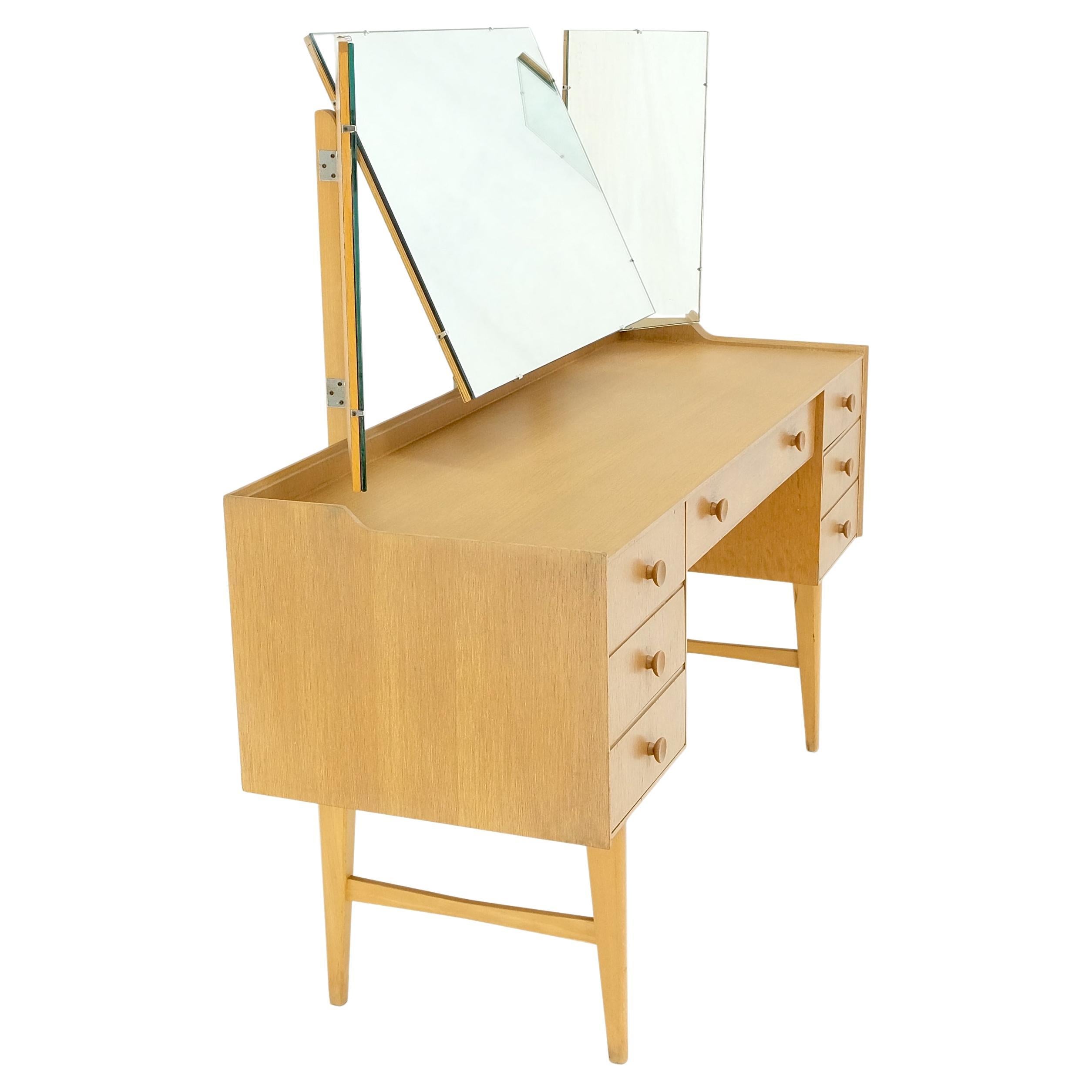 Cerused OAK Trip-Tic Verstellbarer Spiegel Mid-Century Modern Dressing Table Vanity im Angebot 2