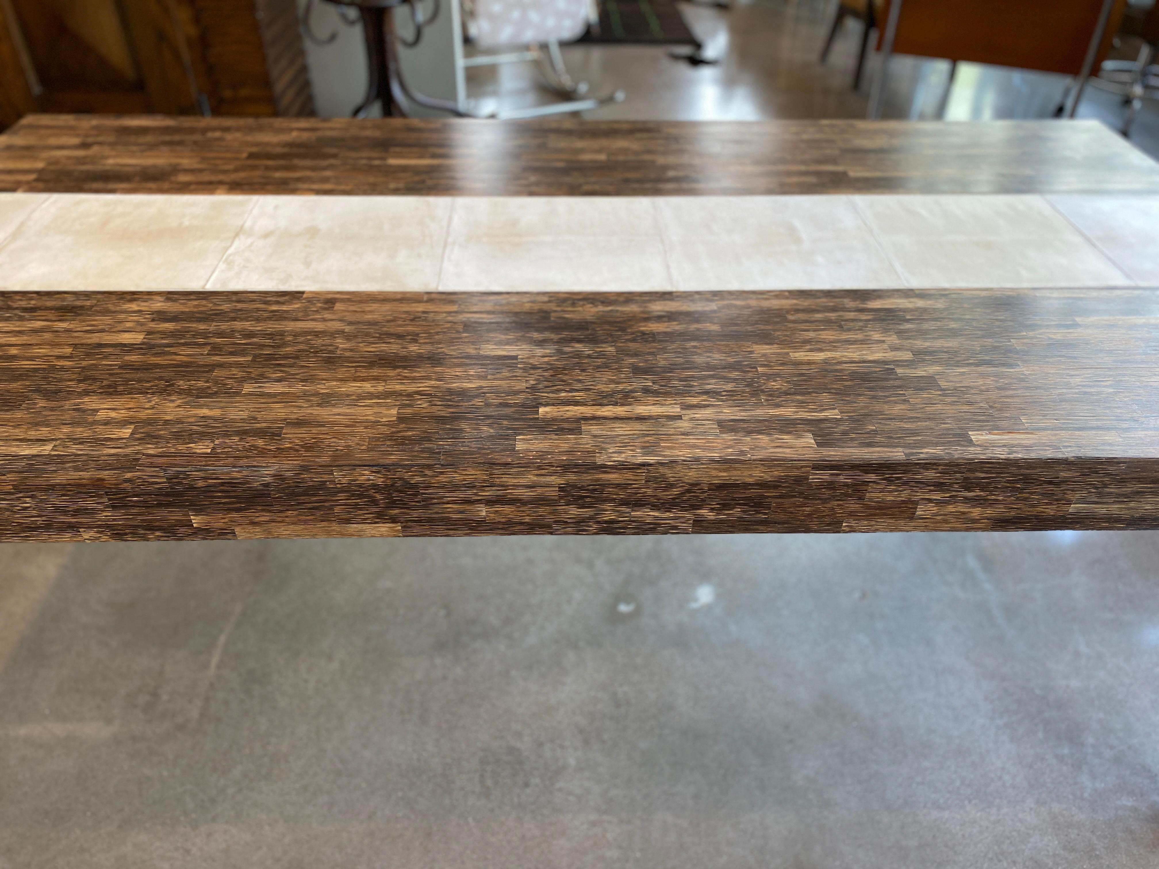 Cerused Palmwood and Goatskin Dining Table by R & Y Augousti, Paris 4
