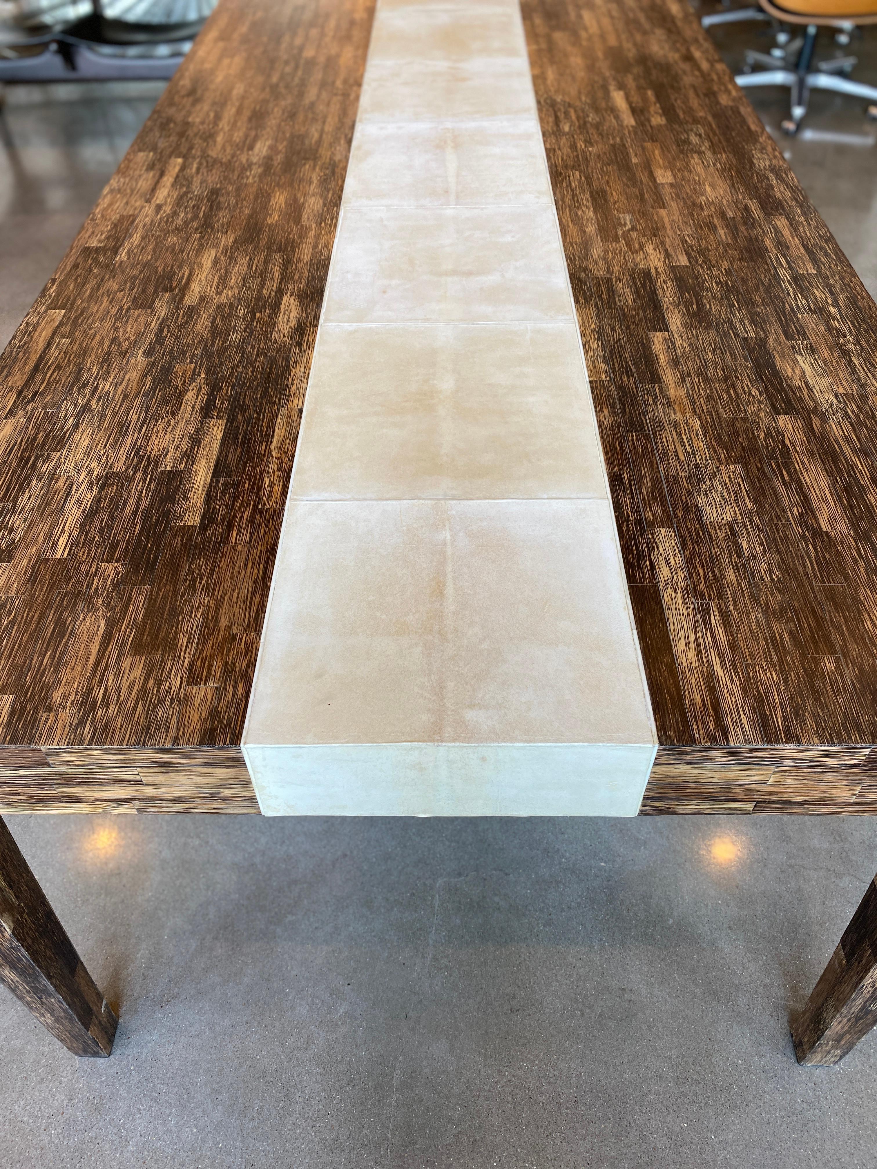Cerused Palmwood and Goatskin Dining Table by R & Y Augousti, Paris 2