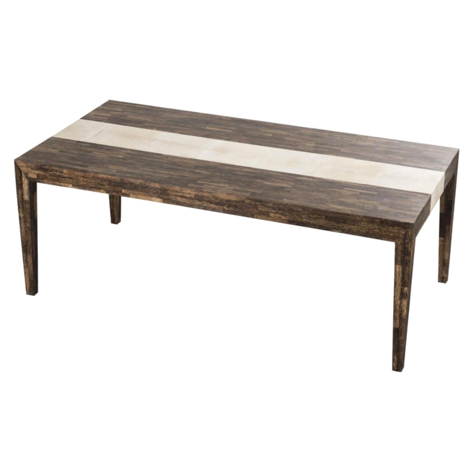 Cerused Palmwood and Goatskin Dining Table by R & Y Augousti, Paris