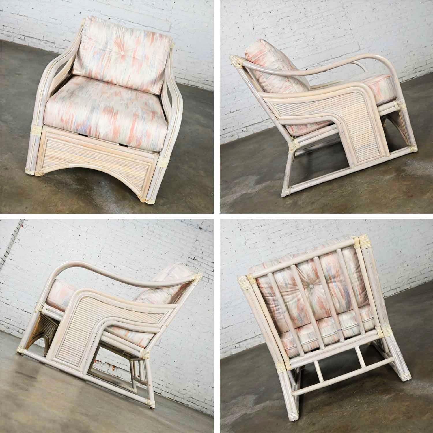 Love Seat & Lounge Chair aus geflochtenem Rattan mit Schilfrohr, Organische Moderne im Angebot 4