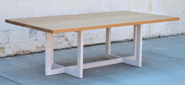 Hand-Crafted Cerused, Rift-Sawn White Oak Dining Table For Sale