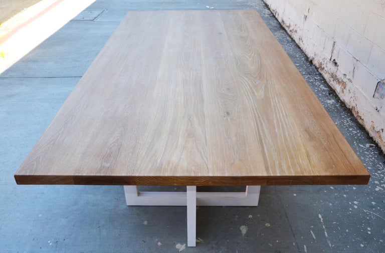 Cerused, Rift-Sawn White Oak Dining Table In New Condition For Sale In Los Angeles, CA