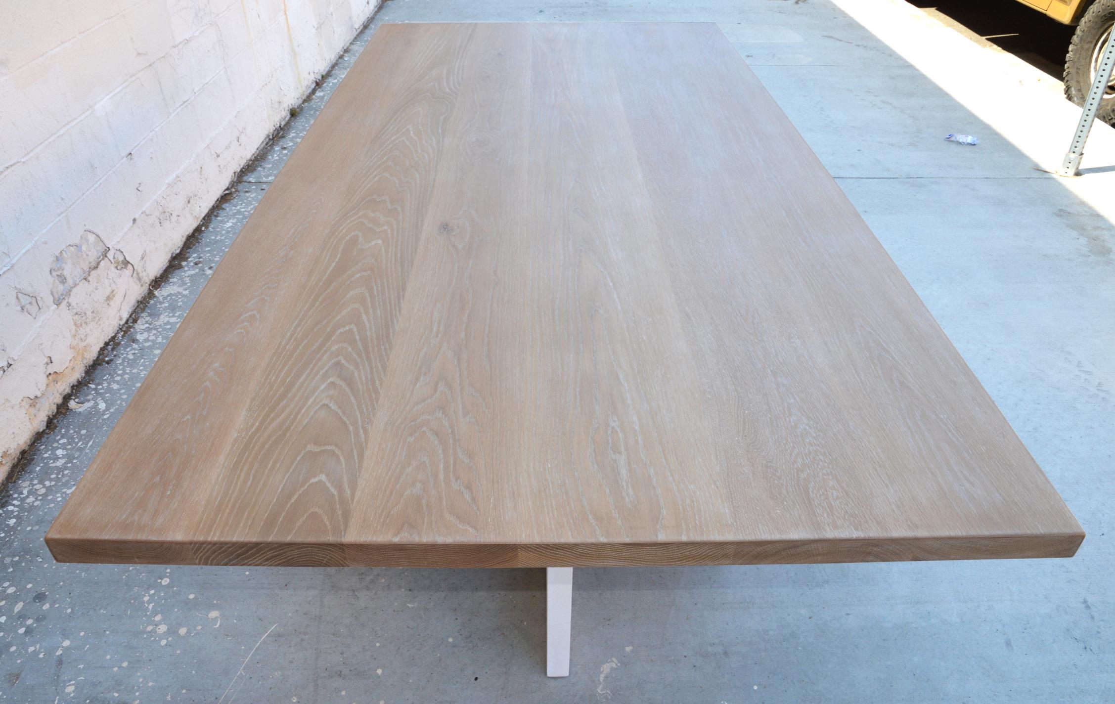Anja Dining Table in Cerused, Rift-Sawn White Oak In New Condition For Sale In Los Angeles, CA