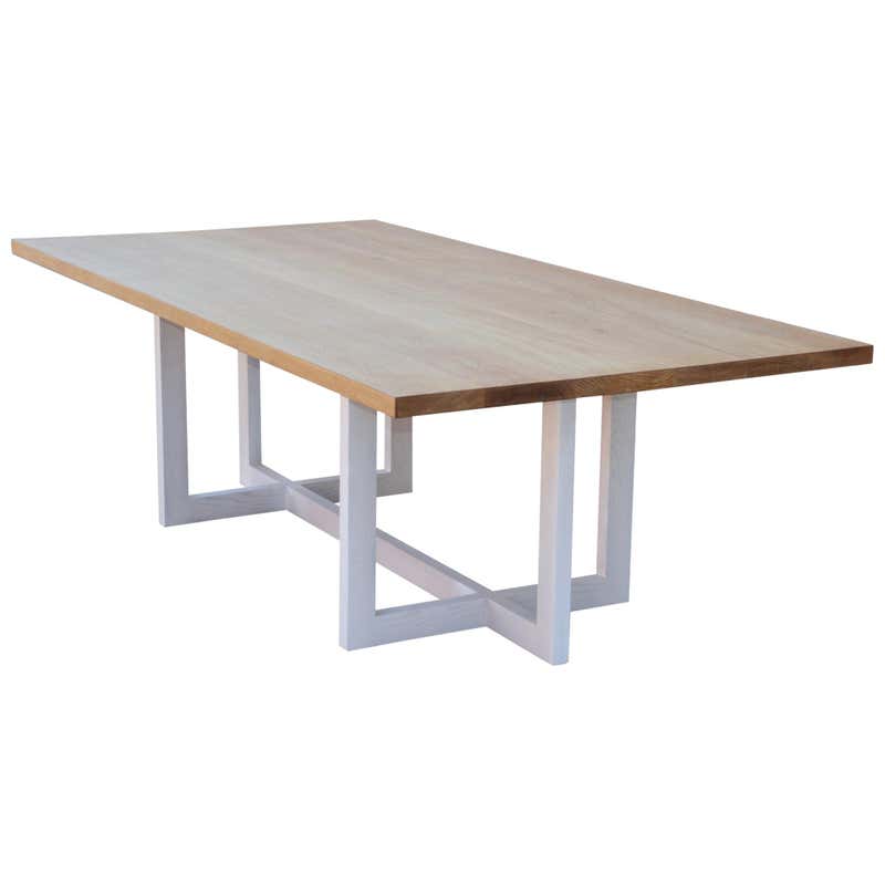 Button Racetrack Dining Table in Oxidized and Cerused Rift White Oak ...