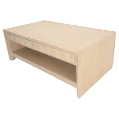 Cerused White Oak Two Drawers One Shelf Mid Century Modern Coffee Table MINT!