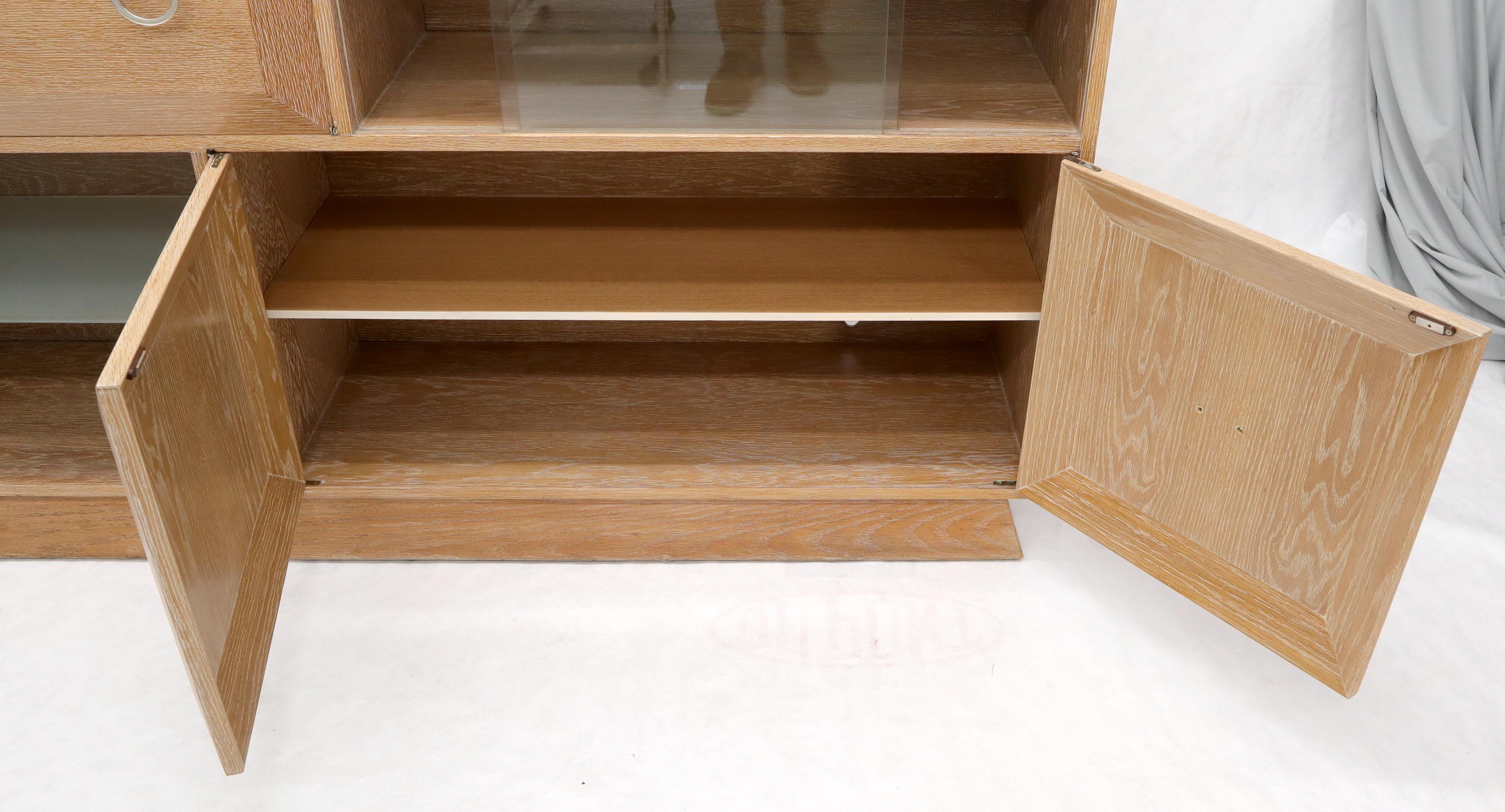 Cerused White Wash Oak Drop Front Secretary Desk Bookcase Credenza For Sale 6