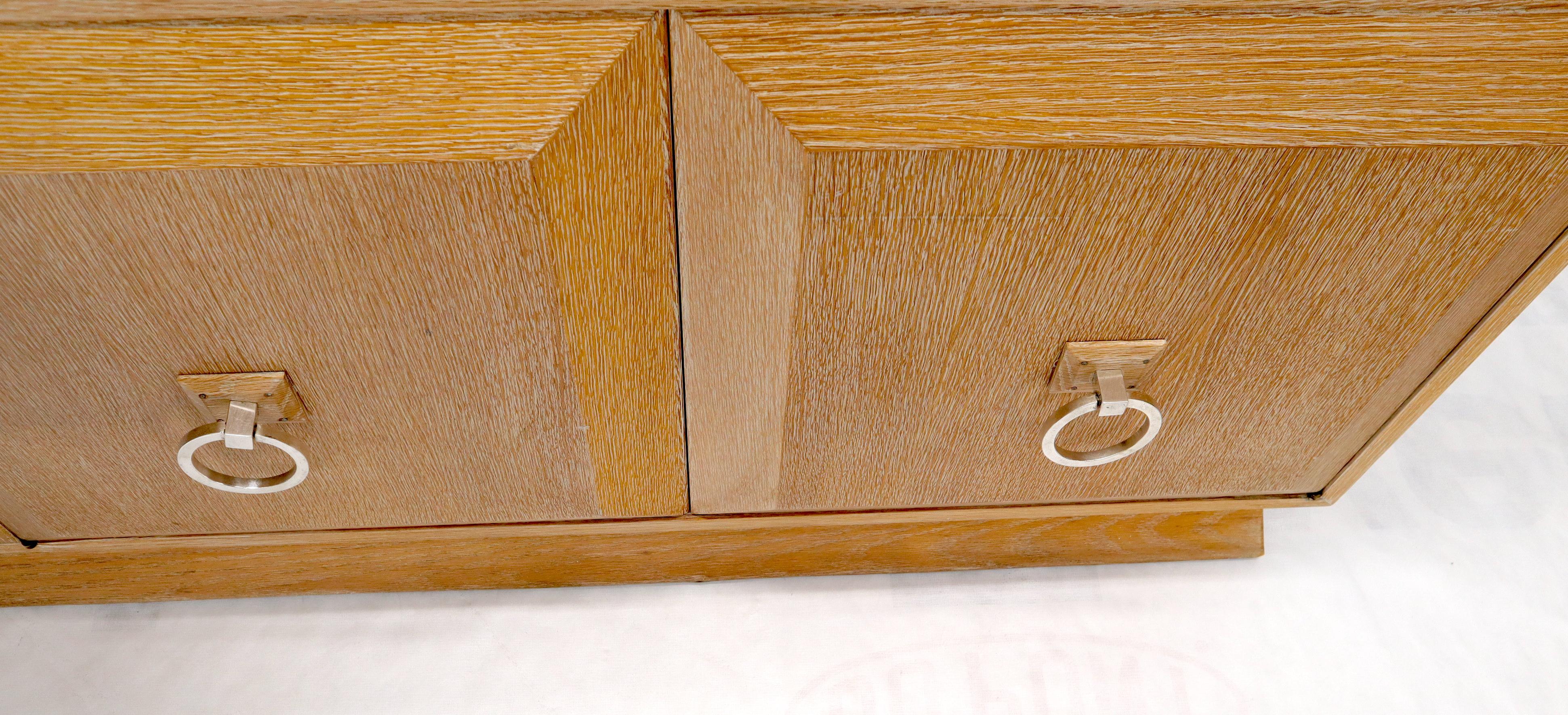 20th Century Cerused White Wash Oak Drop Front Secretary Desk Bookcase Credenza For Sale