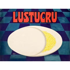 Poster project with gouache and watercolor signed Cerutti for the brand Lustucru