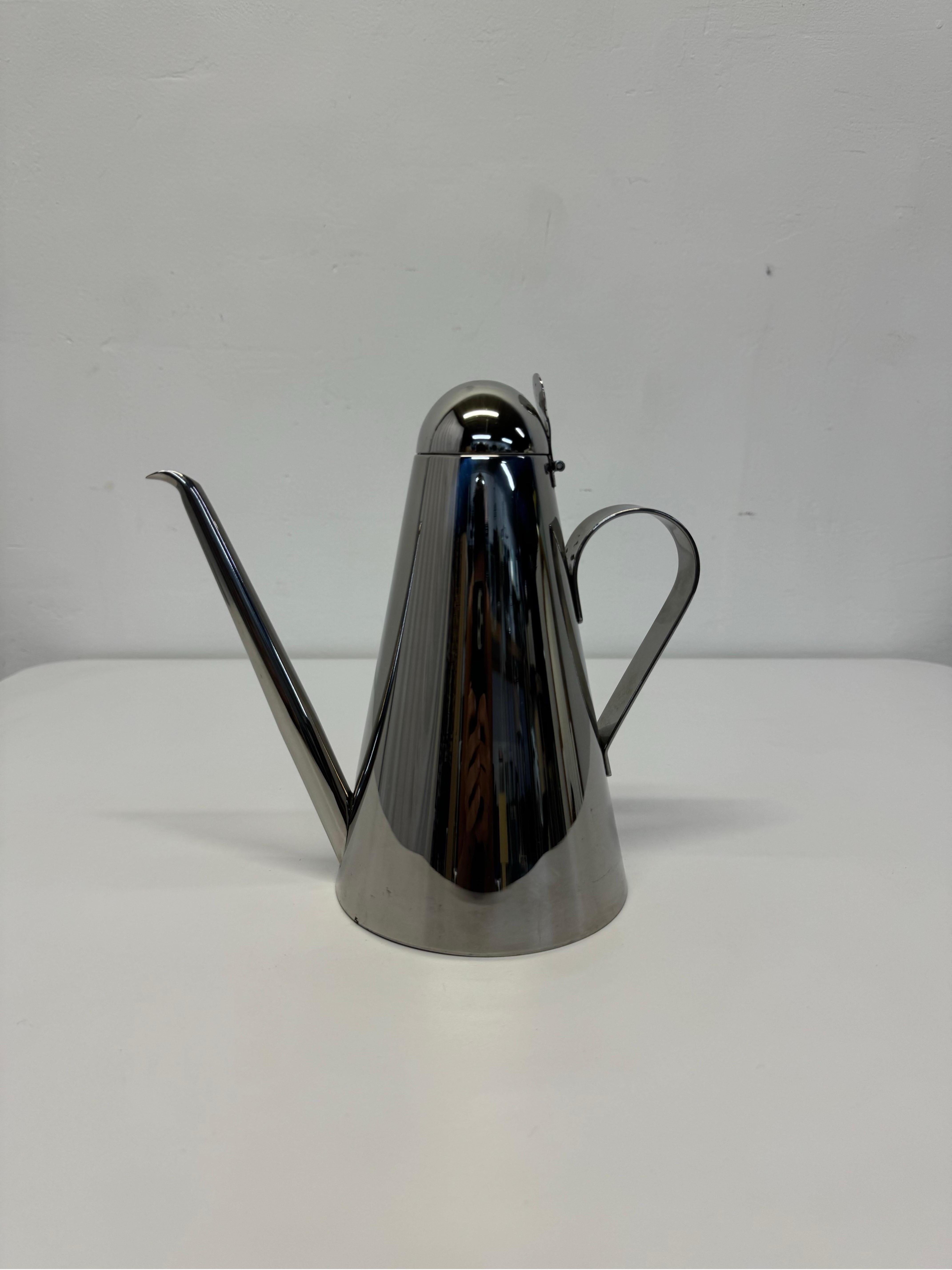 Originale Cerutti Italia Post Modern Inox 18/10 in acciaio inox per servire caffè o tè, caraffa, recipiente. Firmato.