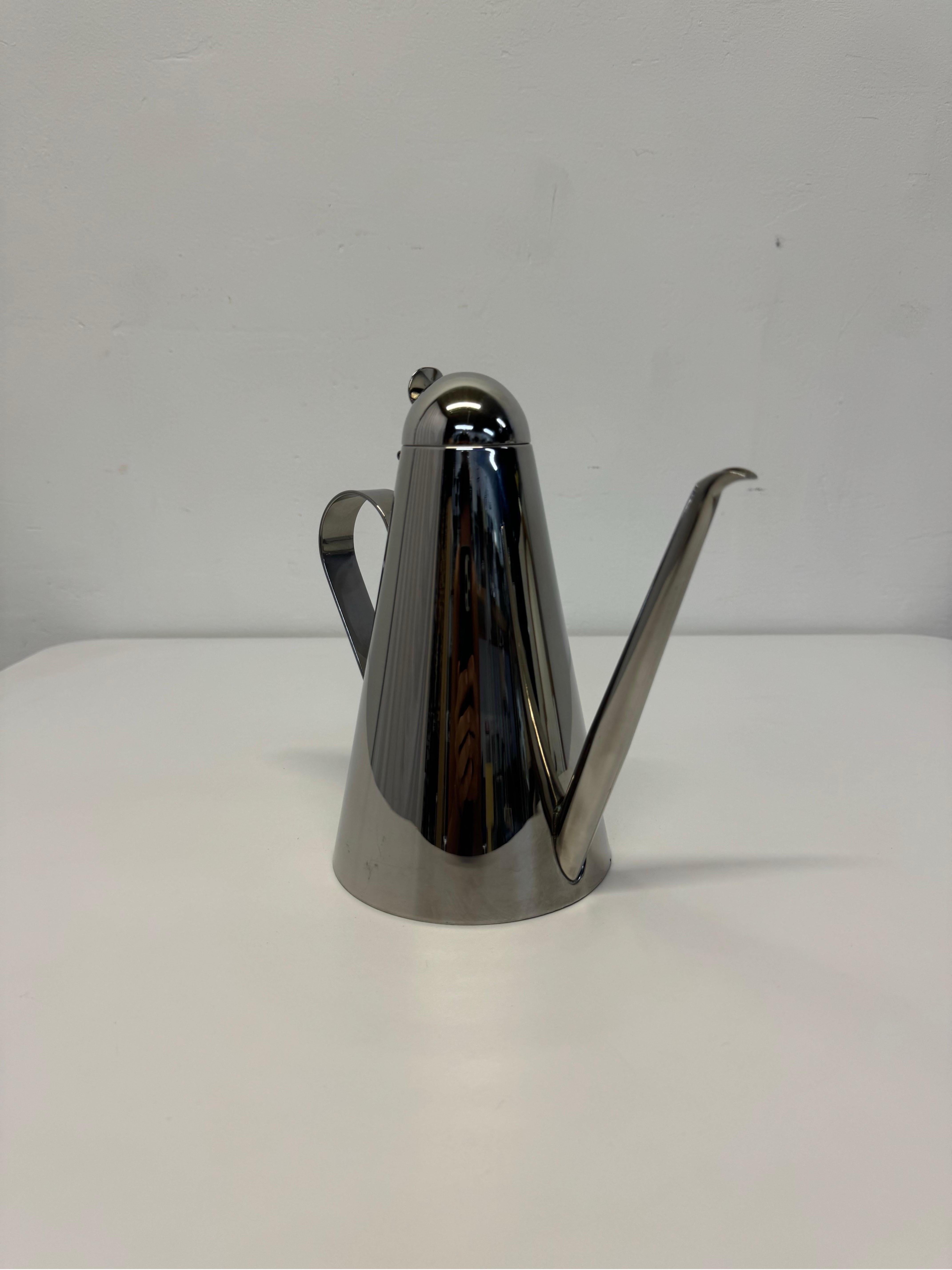 XX secolo Cerutti Italia Teiera, caffettiera, caraffa, vaso in acciaio inossidabile, anni '80 in vendita