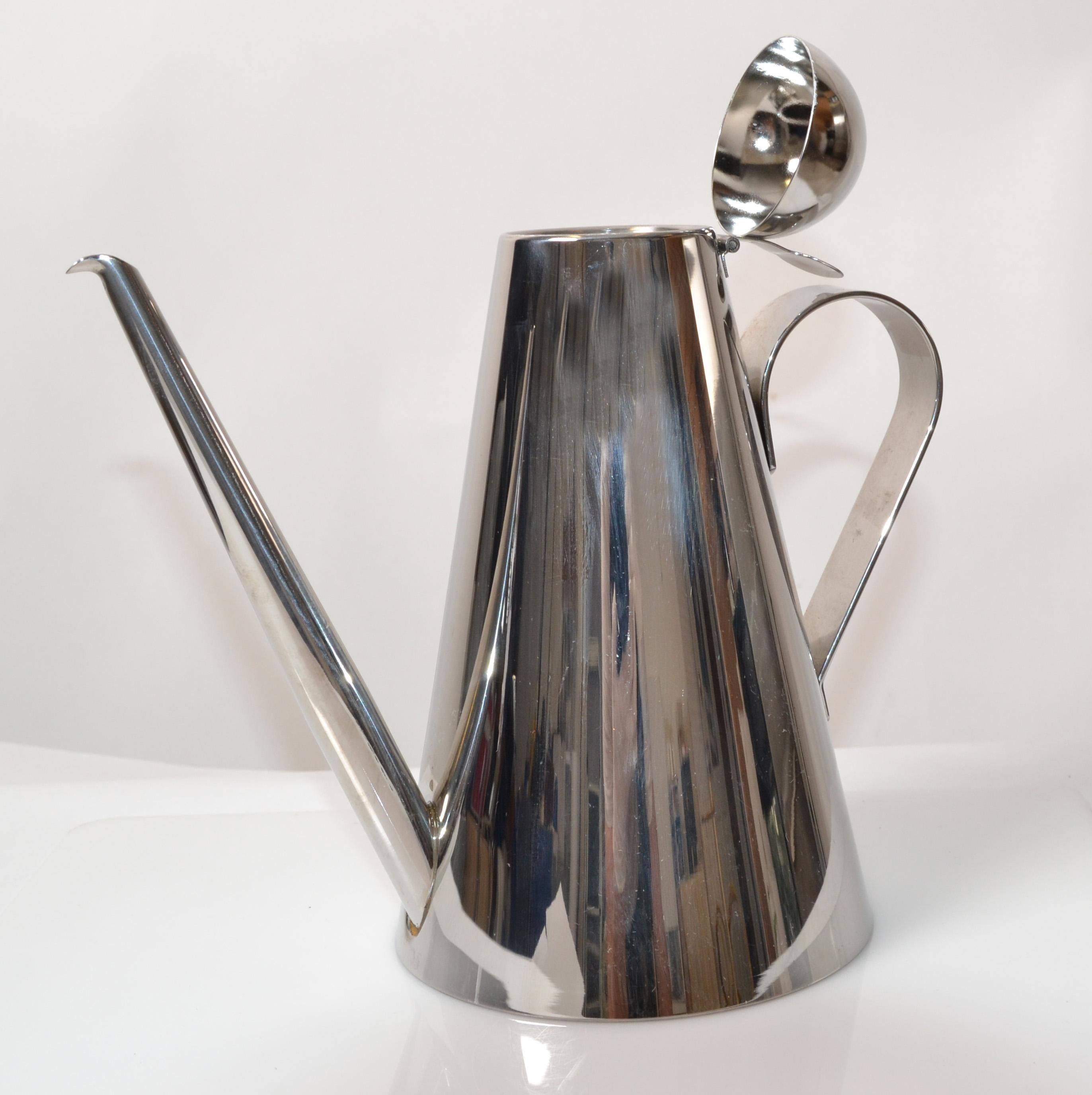 Contemporary Cerutti Italy Tea, Coffee Pot, Carafe, Vessel INOX 18/10 Stainless Steel For Sale