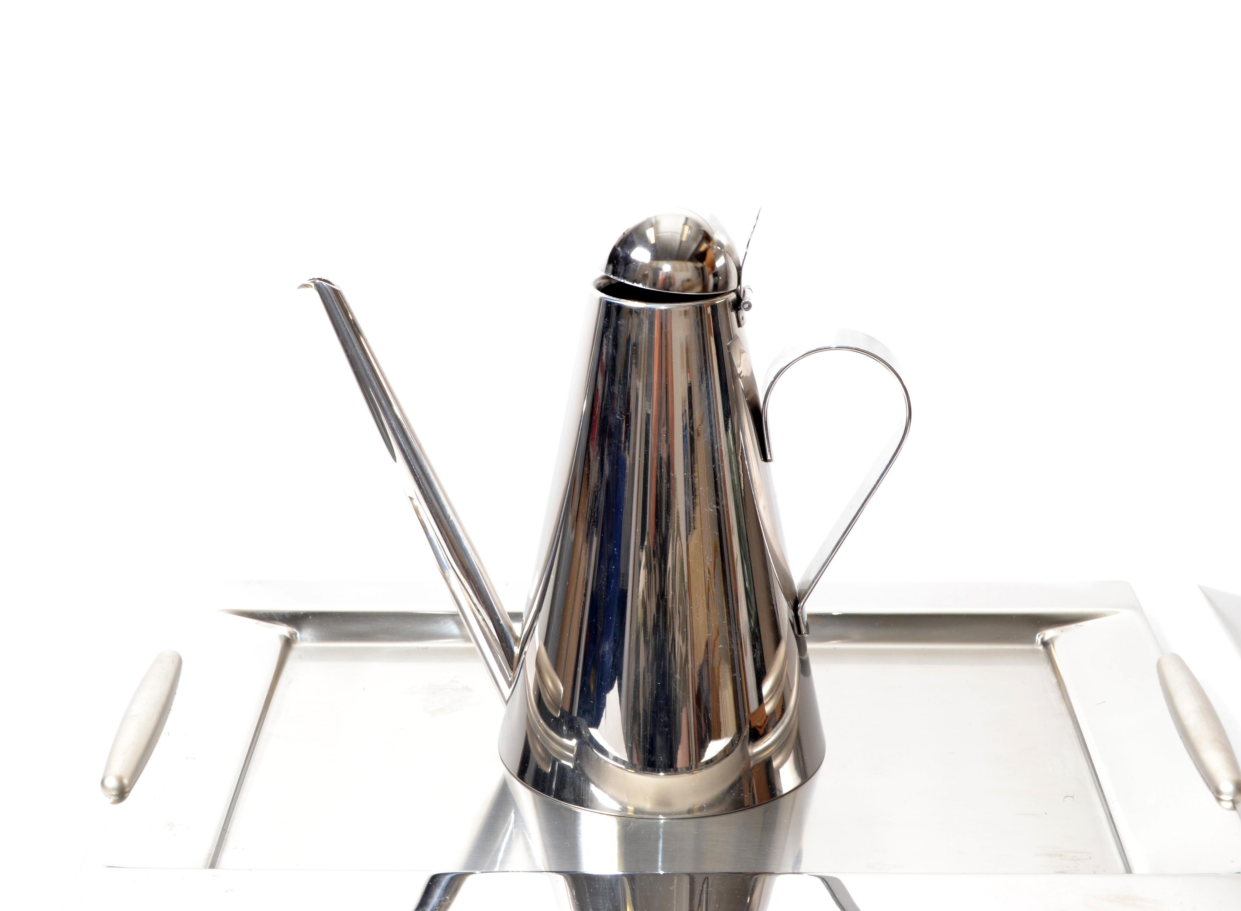 Mid-Century Modern Cerutti Italy Tea, Coffee Pot, Carafe, Vessel INOX 18/10 Stainless Steel For Sale