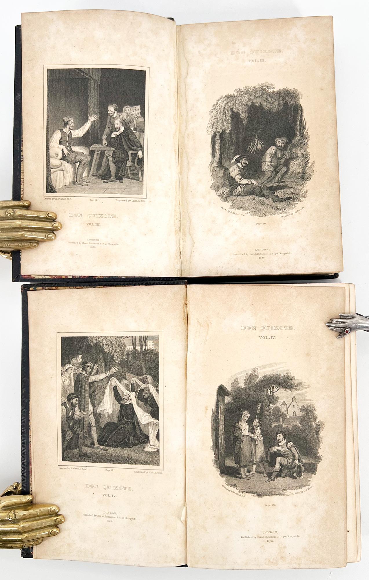 Cervantes - Las Aventuras de DON QUIJOTE - Londres, 1820 - 4 vols. ilustrados Dorado en venta